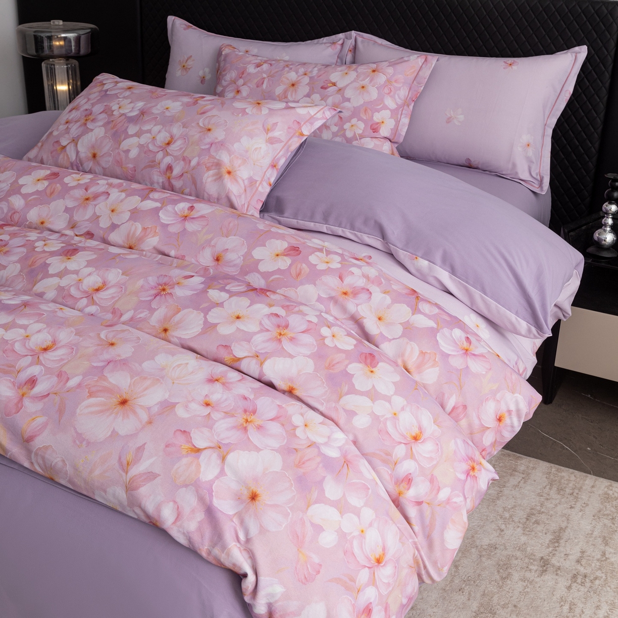 91家纺网 家纺一手货源 找家纺 晶缦家纺 2025新款加厚纯棉全棉磨毛四件套 寂香冷粉