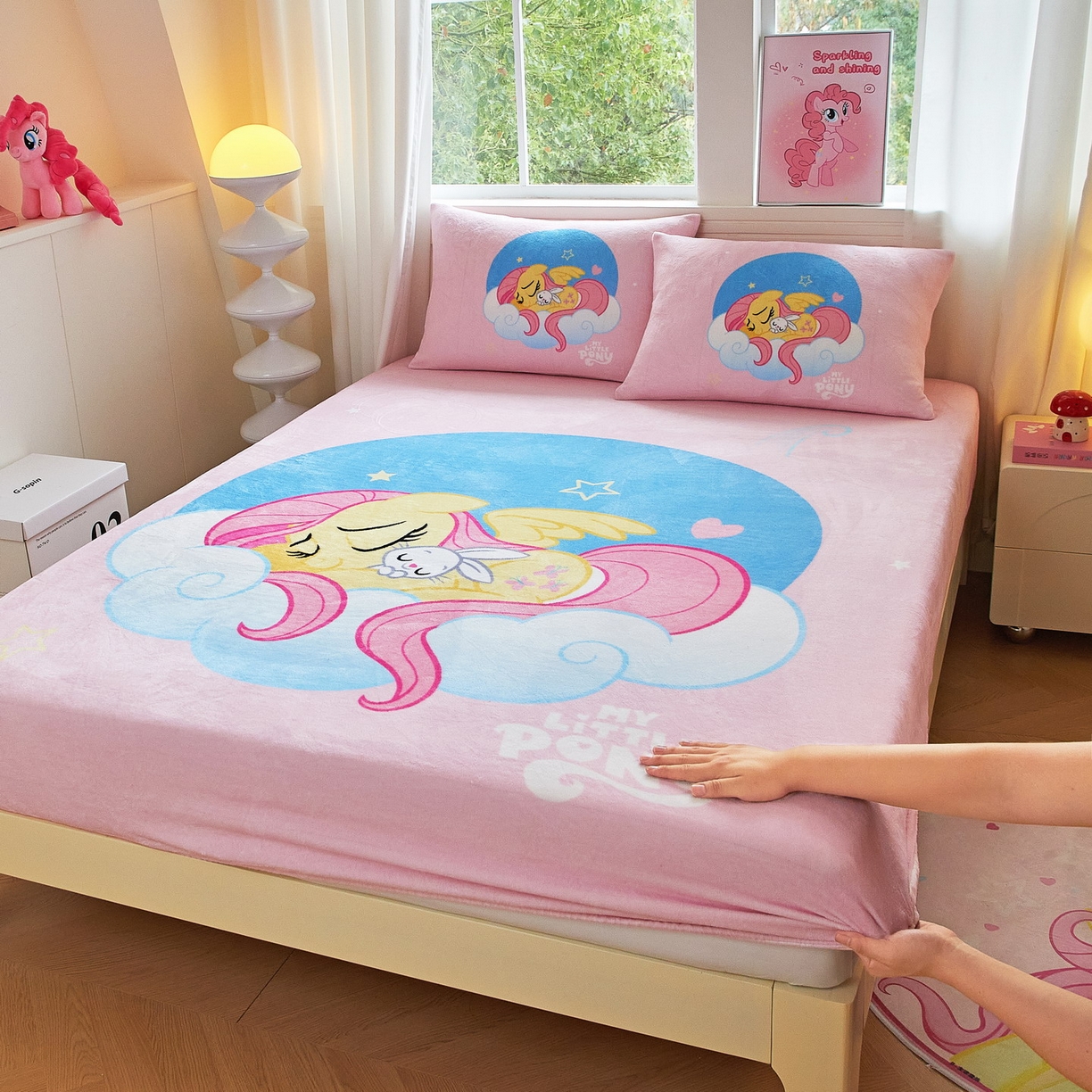 91家纺网 家纺一手货源 找家纺 （总）蘭菲家纺 2025新款小马宝莉牛奶绒单床笠 床笠单件