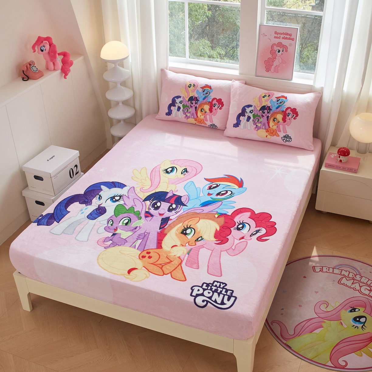 91家纺网 家纺一手货源 找家纺 （总）蘭菲家纺 2025新款小马宝莉牛奶绒单床笠 床笠单件