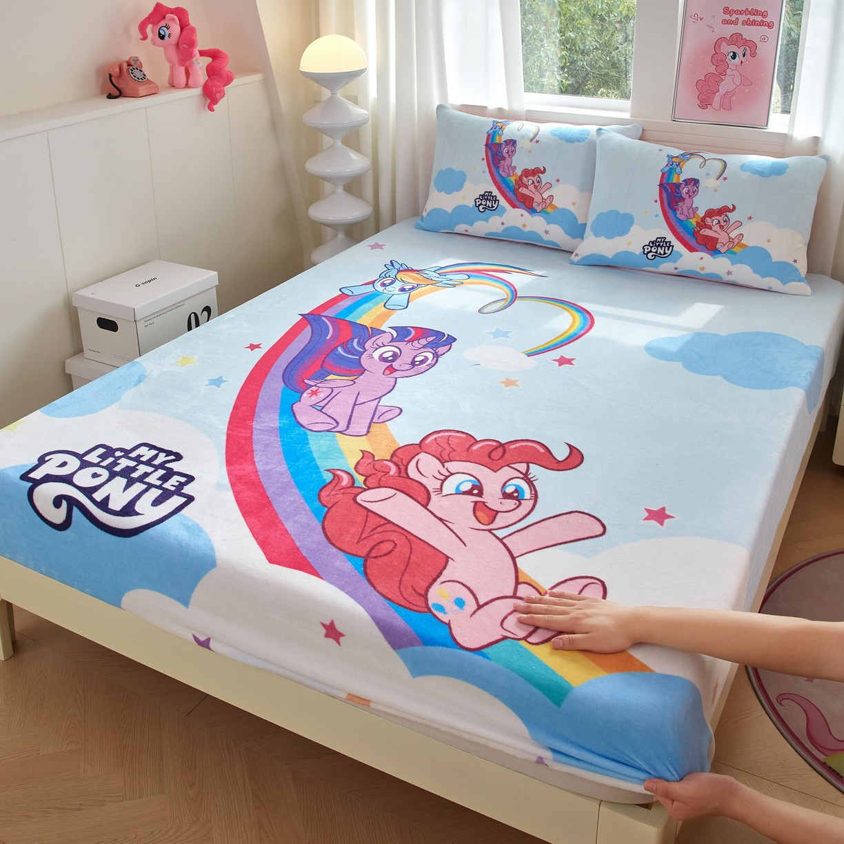 91家纺网 家纺一手货源 找家纺 （总）蘭菲家纺 2025新款小马宝莉牛奶绒单床笠 床笠单件