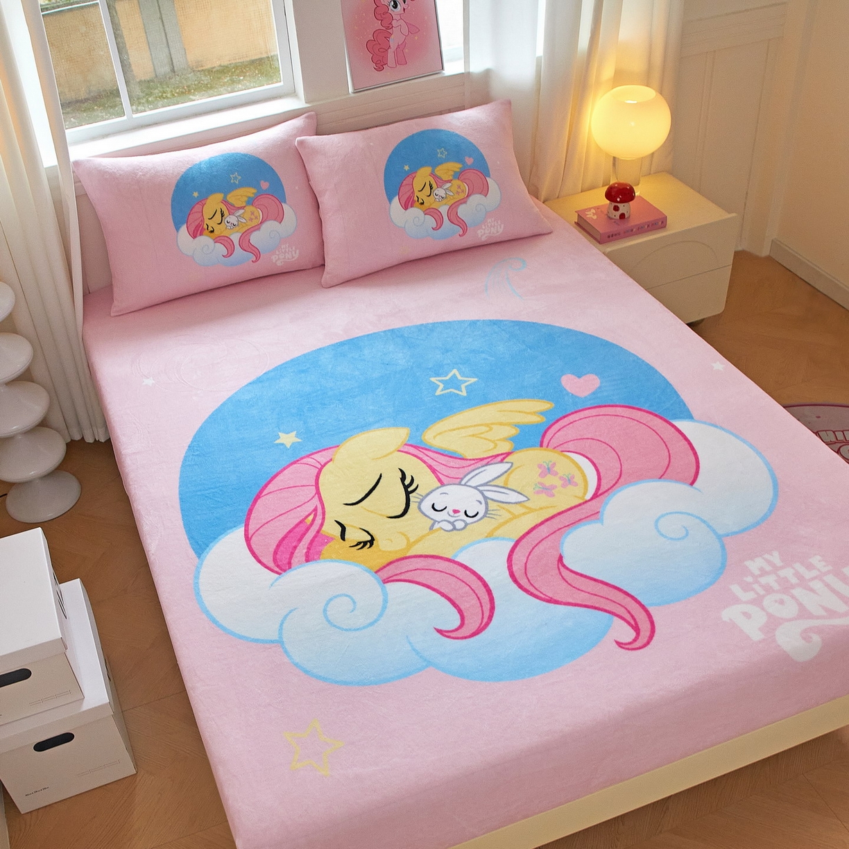 91家纺网 家纺一手货源 找家纺 蘭菲家纺 2025新款小马宝莉牛奶绒单床笠 床笠单件 晚安(宝莉)