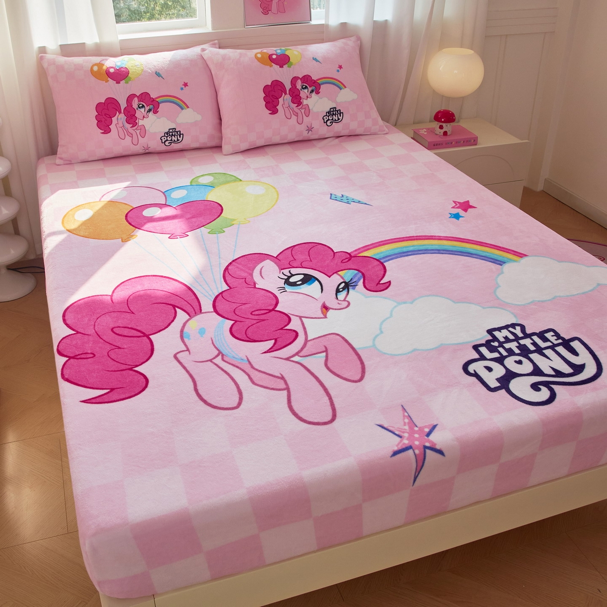 91家纺网 家纺一手货源 找家纺 蘭菲家纺 2025新款小马宝莉牛奶绒单床笠 床笠单件 摩登(宝莉)