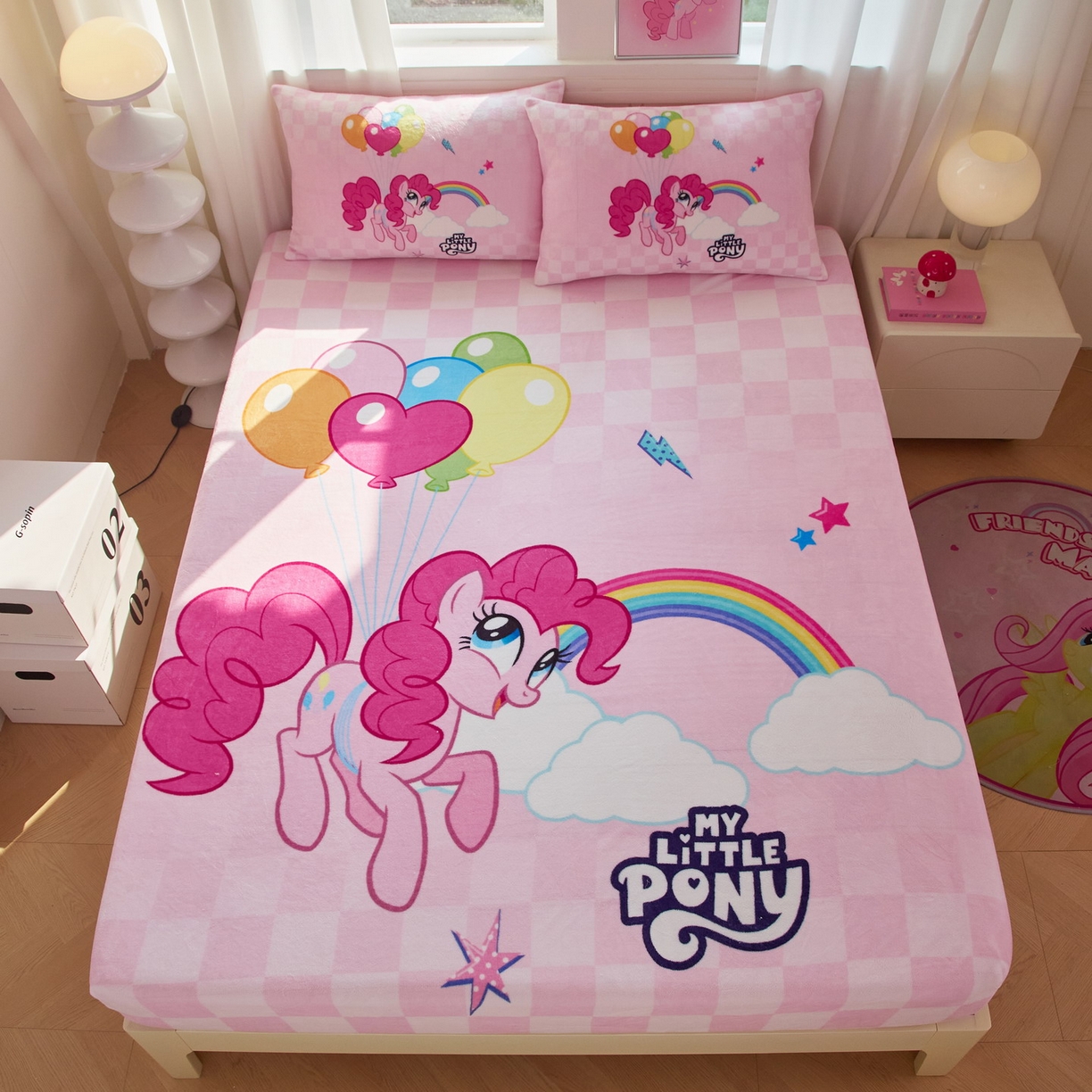 91家纺网 家纺一手货源 找家纺 蘭菲家纺 2025新款小马宝莉牛奶绒单床笠 床笠单件 摩登(宝莉)