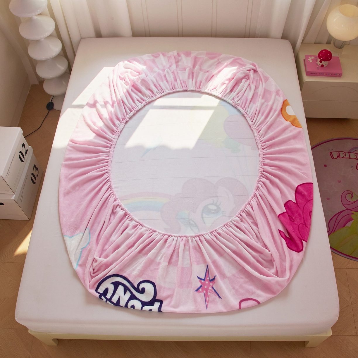 91家纺网 家纺一手货源 找家纺 蘭菲家纺 2025新款小马宝莉牛奶绒单床笠 床笠单件 摩登(宝莉)