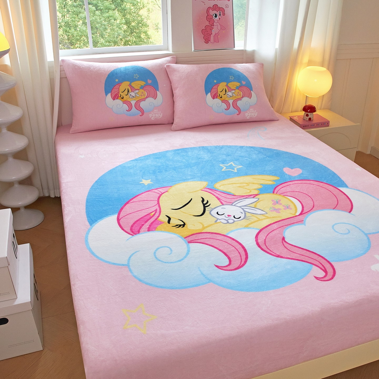 91家纺网 家纺一手货源 找家纺 蘭菲家纺 2025新款小马宝莉牛奶绒单床笠 床笠单件 晚安(宝莉)