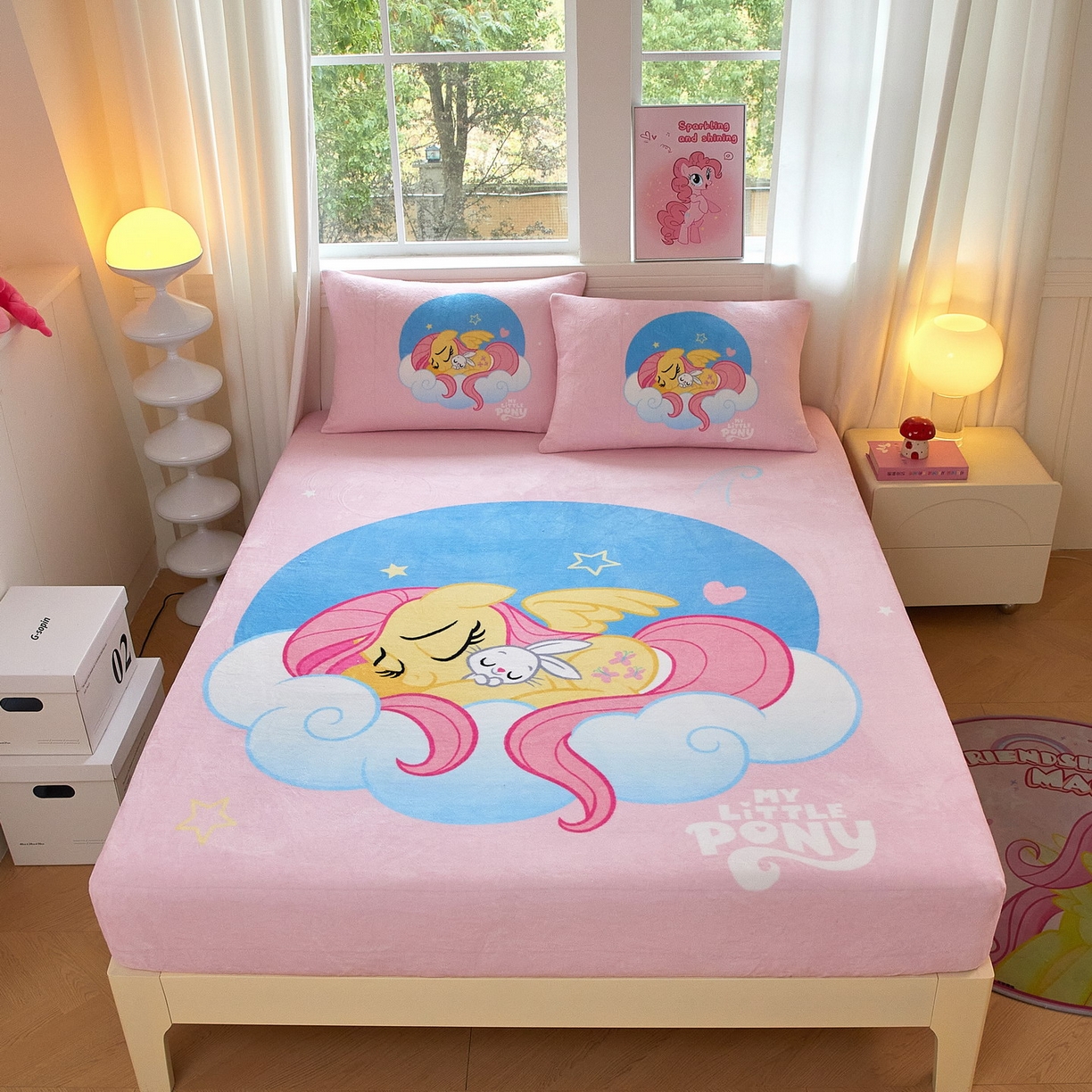 91家纺网 家纺一手货源 找家纺 蘭菲家纺 2025新款小马宝莉牛奶绒单床笠 床笠单件 晚安(宝莉)