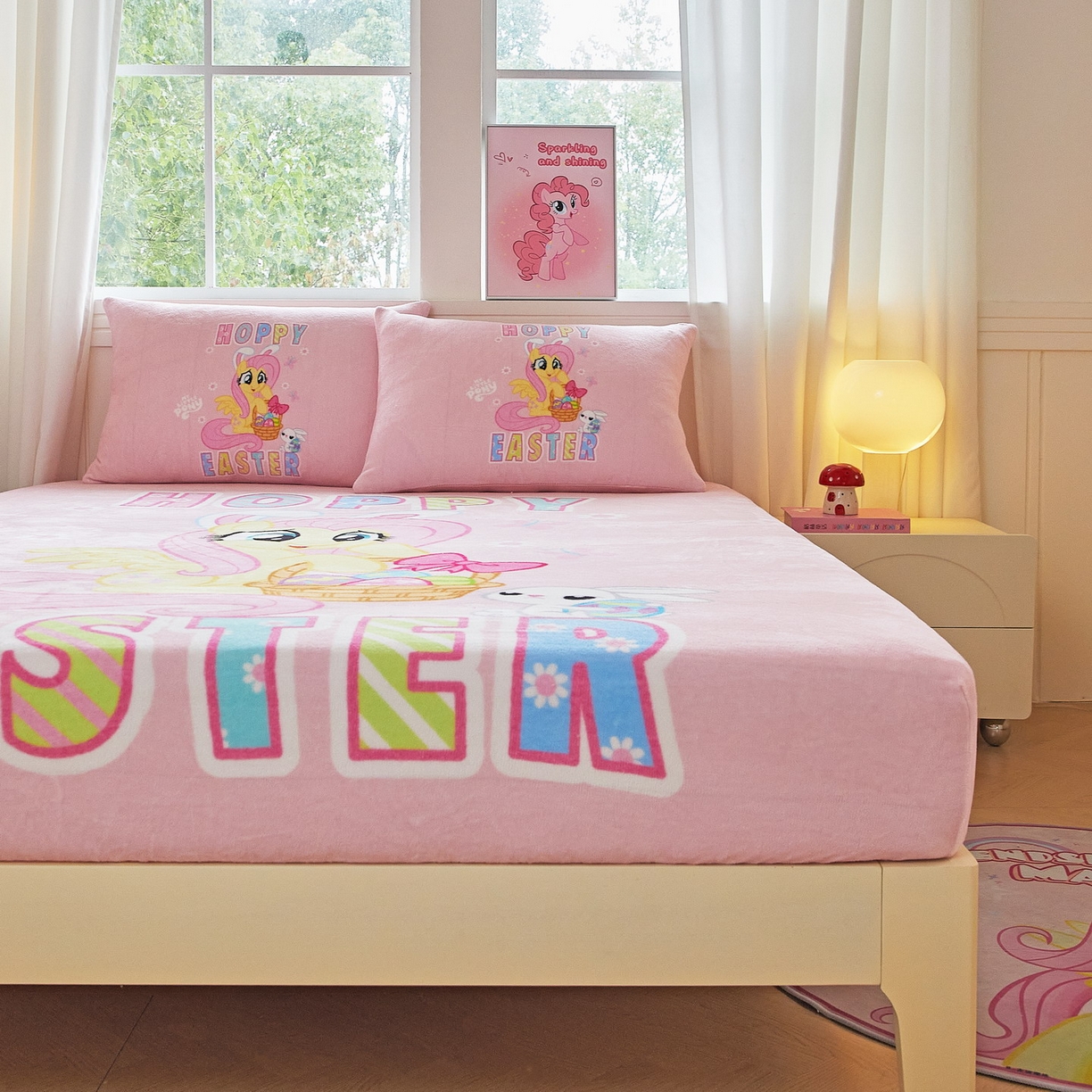 91家纺网 家纺一手货源 找家纺 蘭菲家纺 2025新款小马宝莉牛奶绒单床笠 床笠单件 粉色(宝莉)