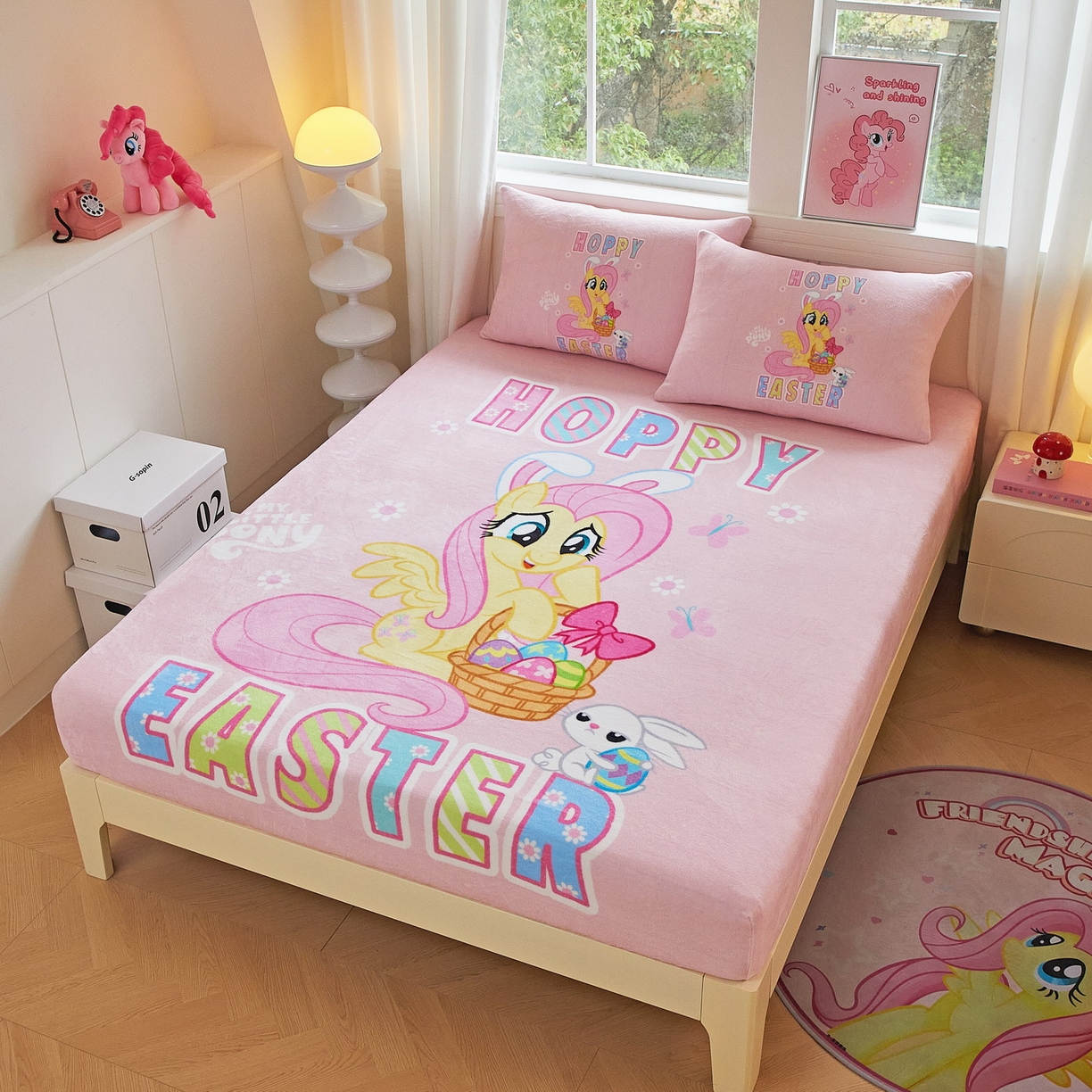 91家纺网 家纺一手货源 找家纺 蘭菲家纺 2025新款小马宝莉牛奶绒单床笠 床笠单件 粉色(宝莉)