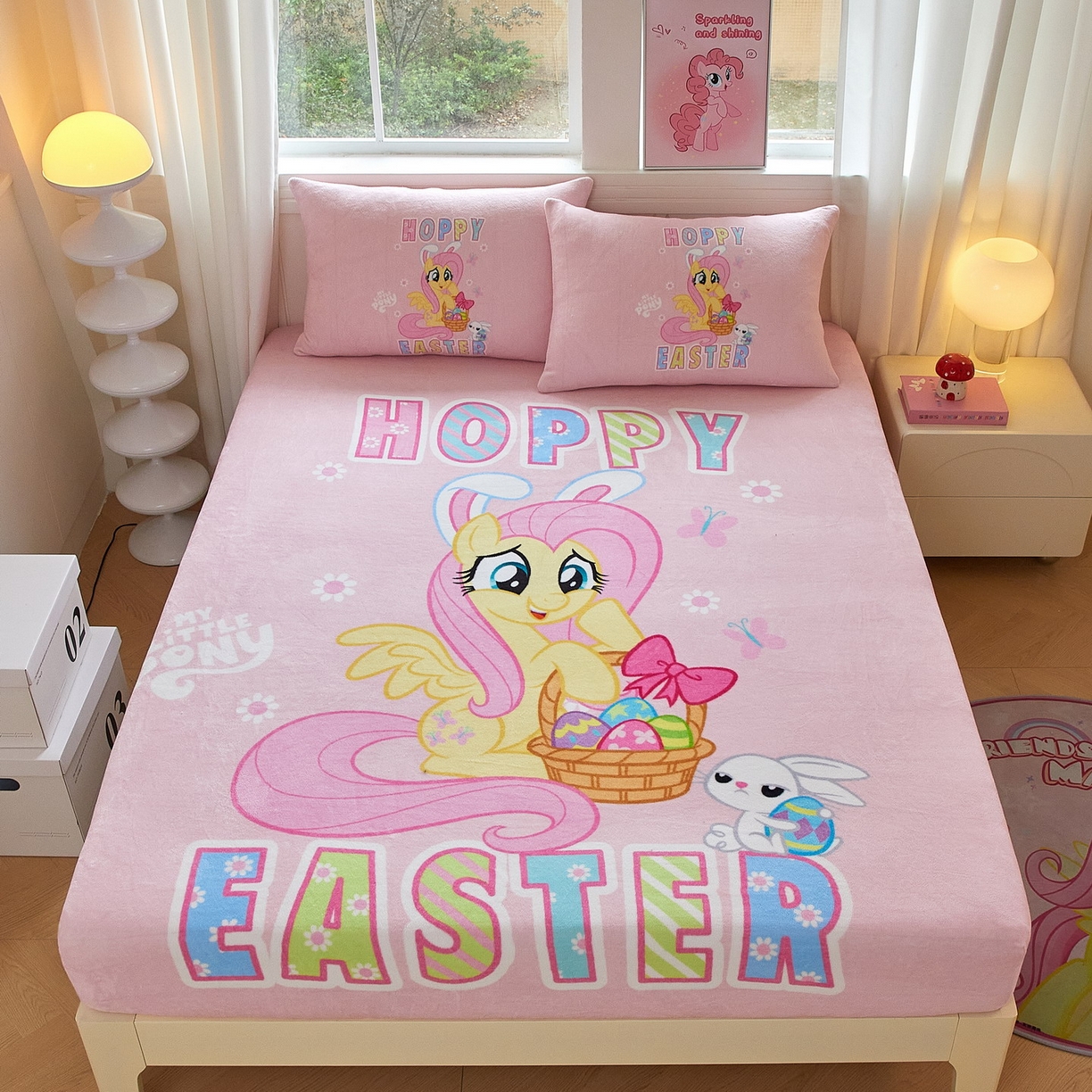 91家纺网 家纺一手货源 找家纺 蘭菲家纺 2025新款小马宝莉牛奶绒单床笠 床笠单件 粉色(宝莉)