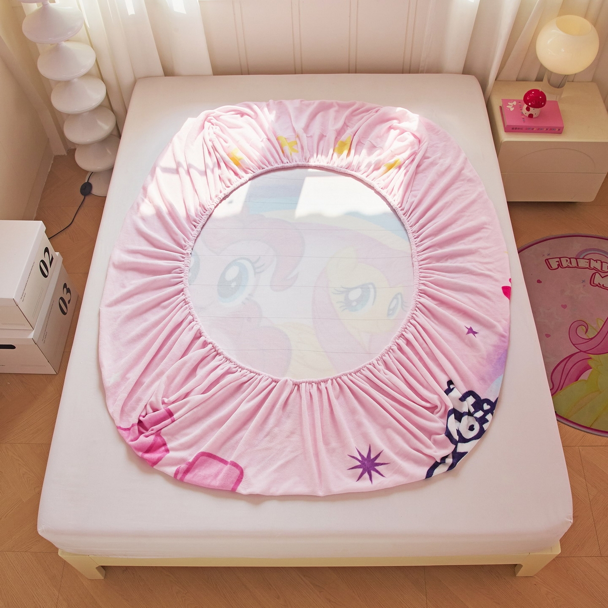 91家纺网 家纺一手货源 找家纺 蘭菲家纺 2025新款小马宝莉牛奶绒单床笠 床笠单件 伙伴(宝莉)