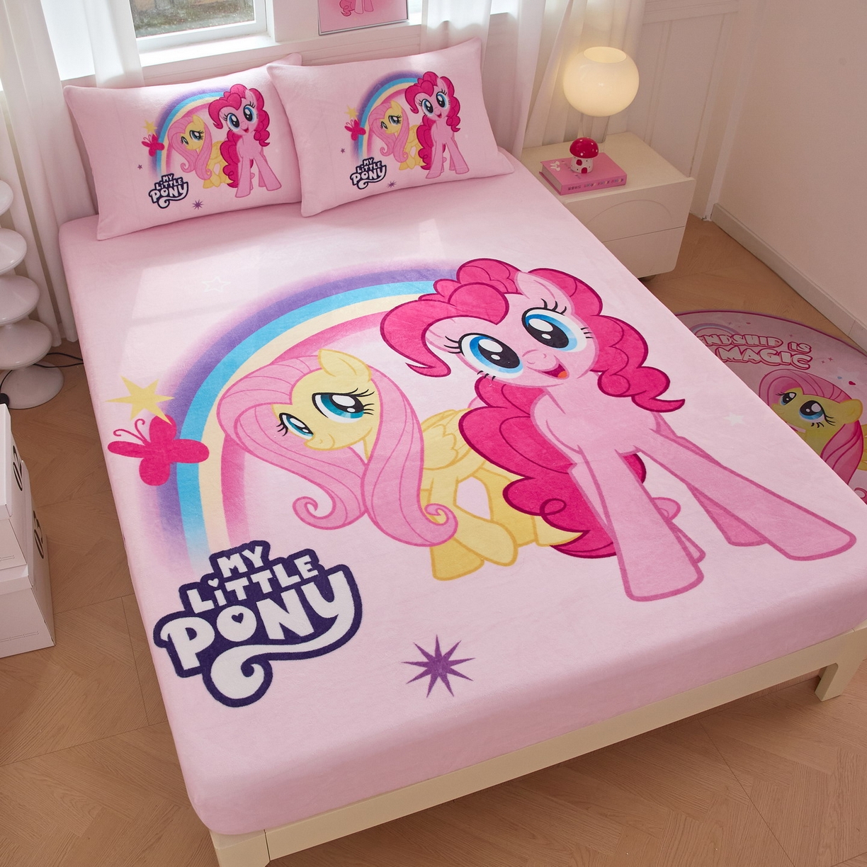 91家纺网 家纺一手货源 找家纺 蘭菲家纺 2025新款小马宝莉牛奶绒单床笠 床笠单件 伙伴(宝莉)