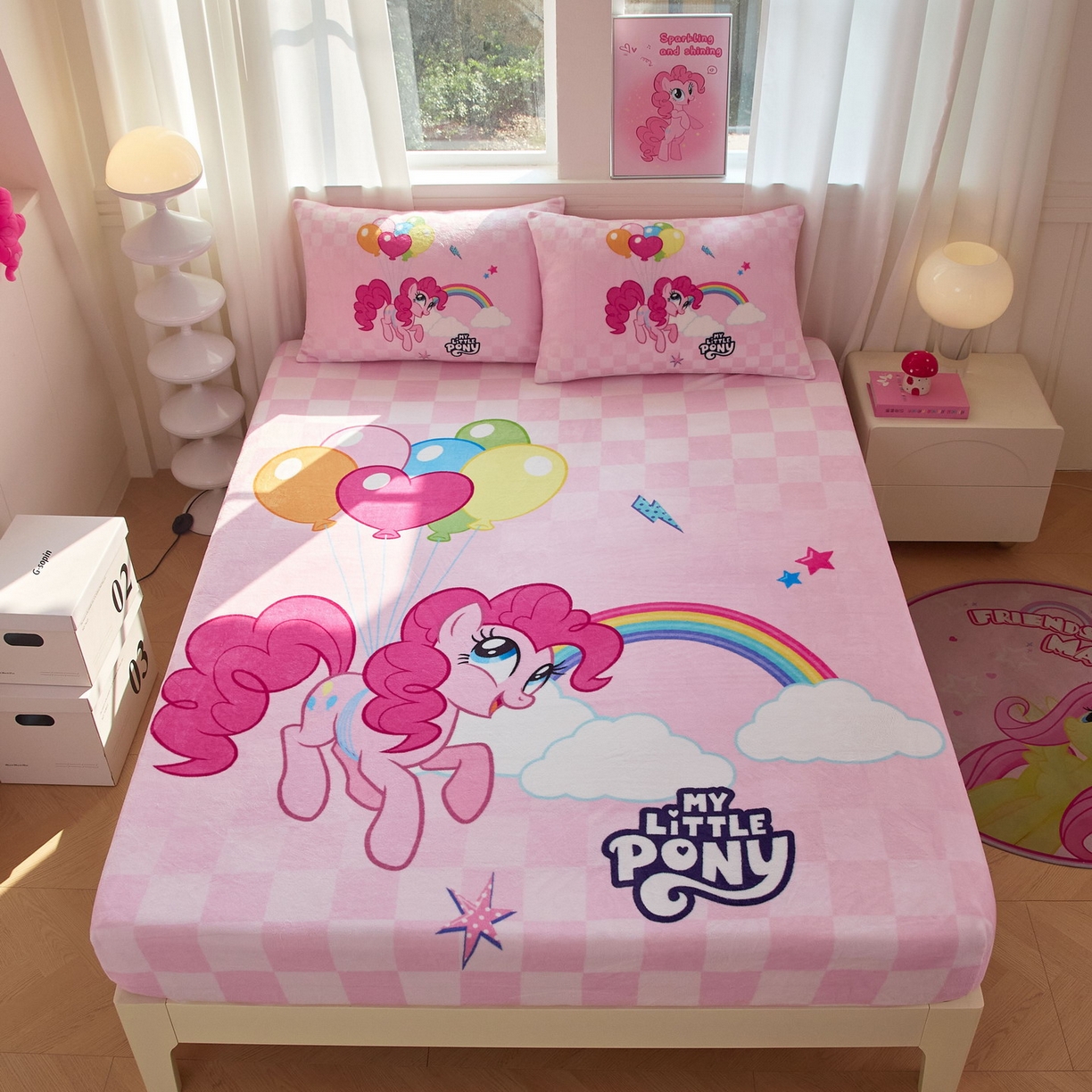 91家纺网 家纺一手货源 找家纺 蘭菲家纺 2025新款小马宝莉牛奶绒单床笠 床笠单件 摩登(宝莉)