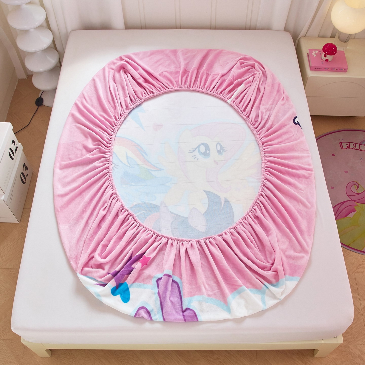 91家纺网 家纺一手货源 找家纺 蘭菲家纺 2025新款小马宝莉牛奶绒单床笠 床笠单件 飞翔(宝莉)