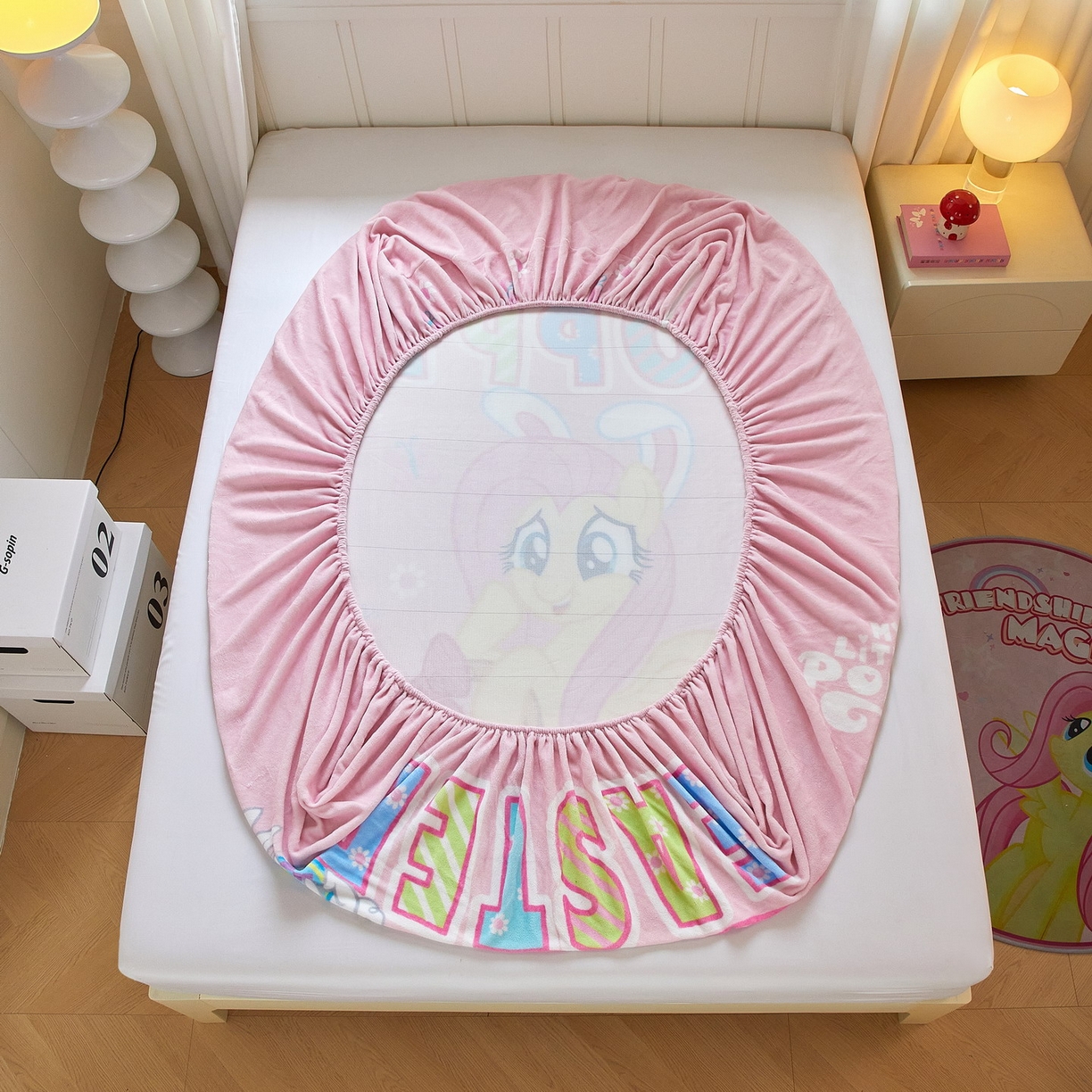 91家纺网 家纺一手货源 找家纺 蘭菲家纺 2025新款小马宝莉牛奶绒单床笠 床笠单件 粉色(宝莉)