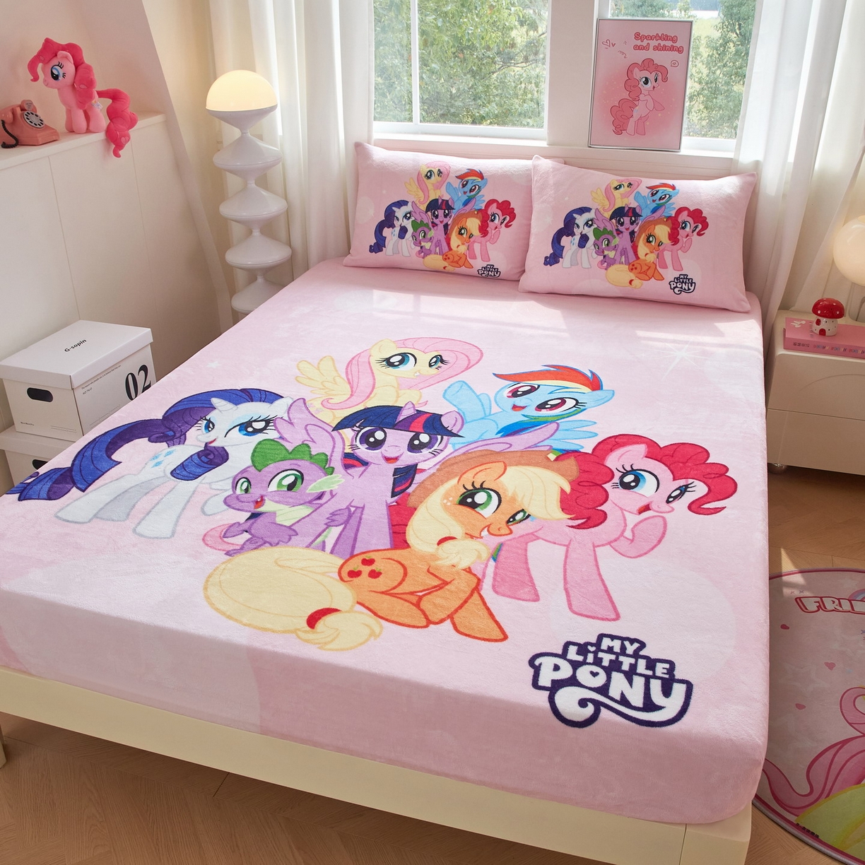 91家纺网 家纺一手货源 找家纺 （总）蘭菲家纺 2025新款小马宝莉牛奶绒单床笠 床笠单件