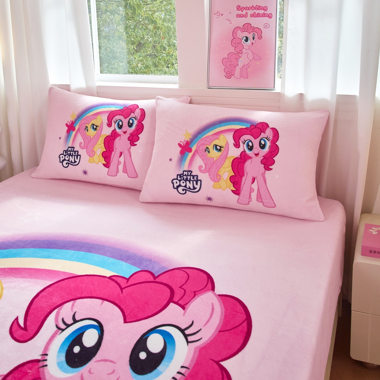 91家纺网 家纺一手货源 找家纺 蘭菲家纺 2025新款小马宝莉牛奶绒单床笠 床笠单件 伙伴(宝莉)