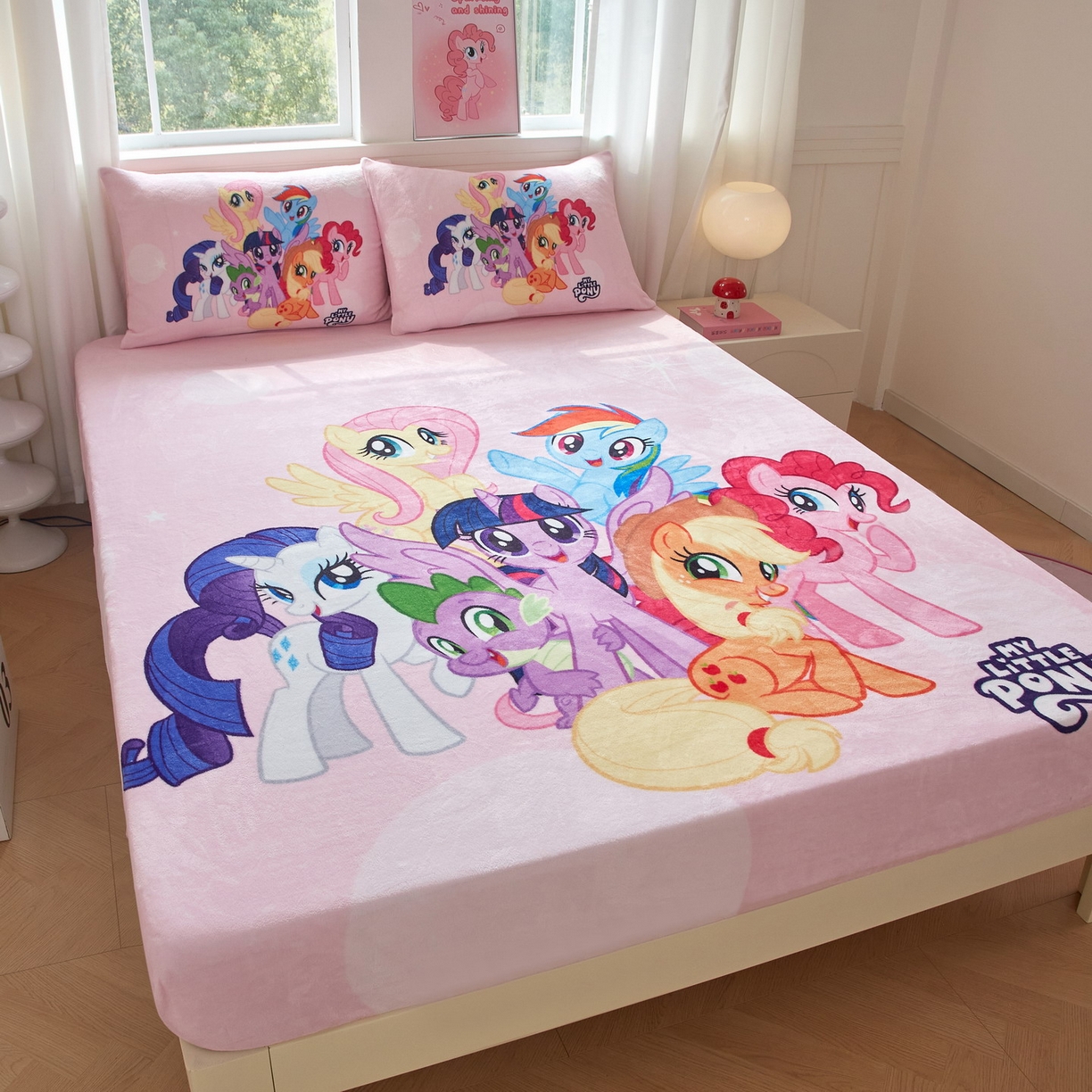 91家纺网 家纺一手货源 找家纺 （总）蘭菲家纺 2025新款小马宝莉牛奶绒单床笠 床笠单件