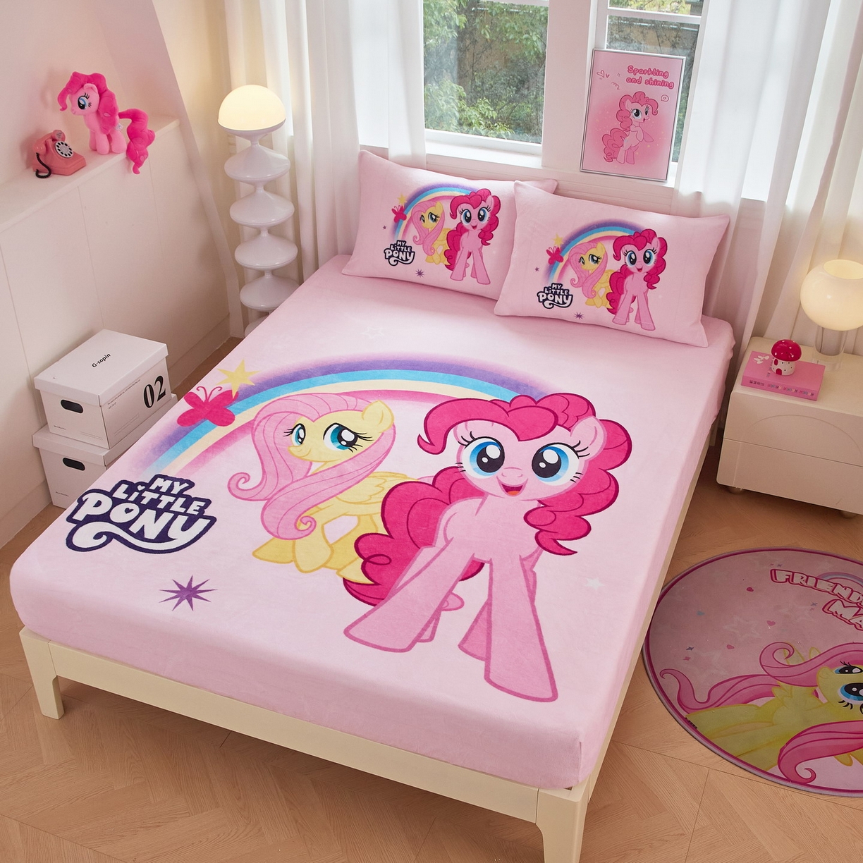 91家纺网 家纺一手货源 找家纺 蘭菲家纺 2025新款小马宝莉牛奶绒单床笠 床笠单件 伙伴(宝莉)