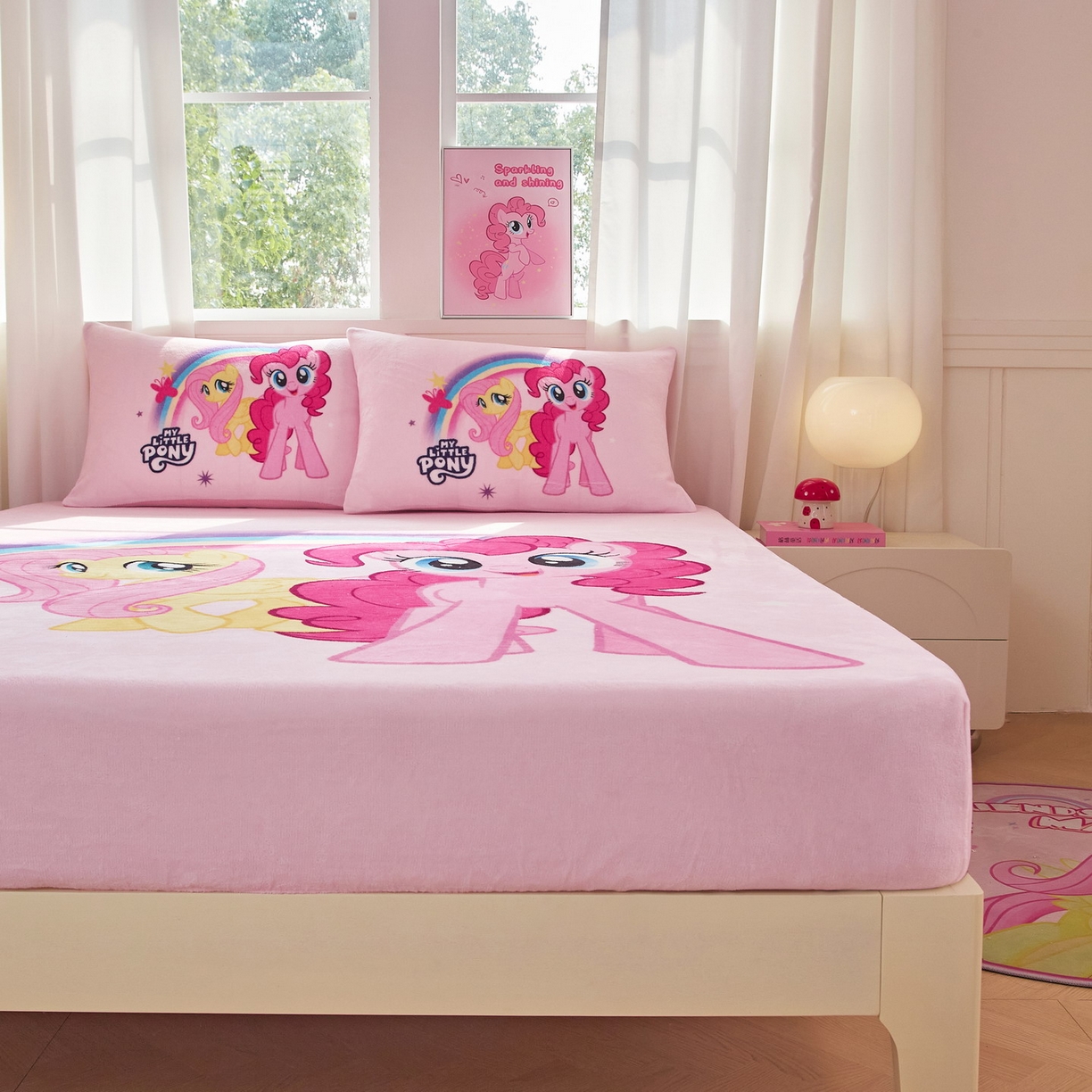 91家纺网 家纺一手货源 找家纺 蘭菲家纺 2025新款小马宝莉牛奶绒单床笠 床笠单件 伙伴(宝莉)