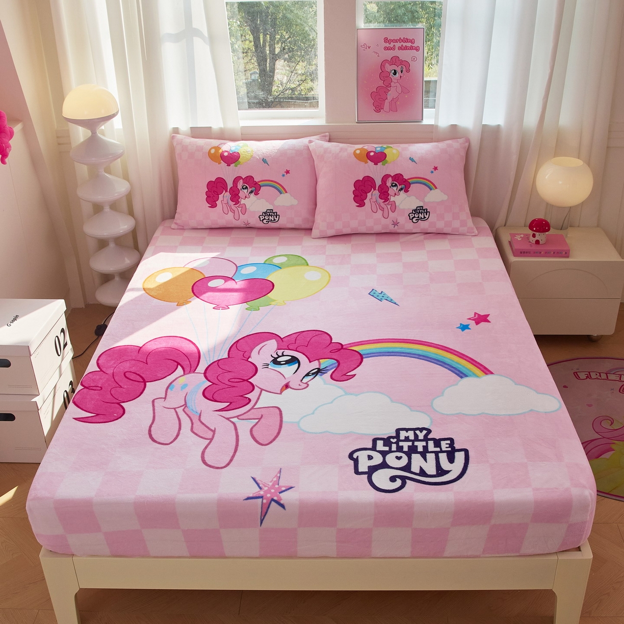 91家纺网 家纺一手货源 找家纺 蘭菲家纺 2025新款小马宝莉牛奶绒单床笠 床笠单件 摩登(宝莉)