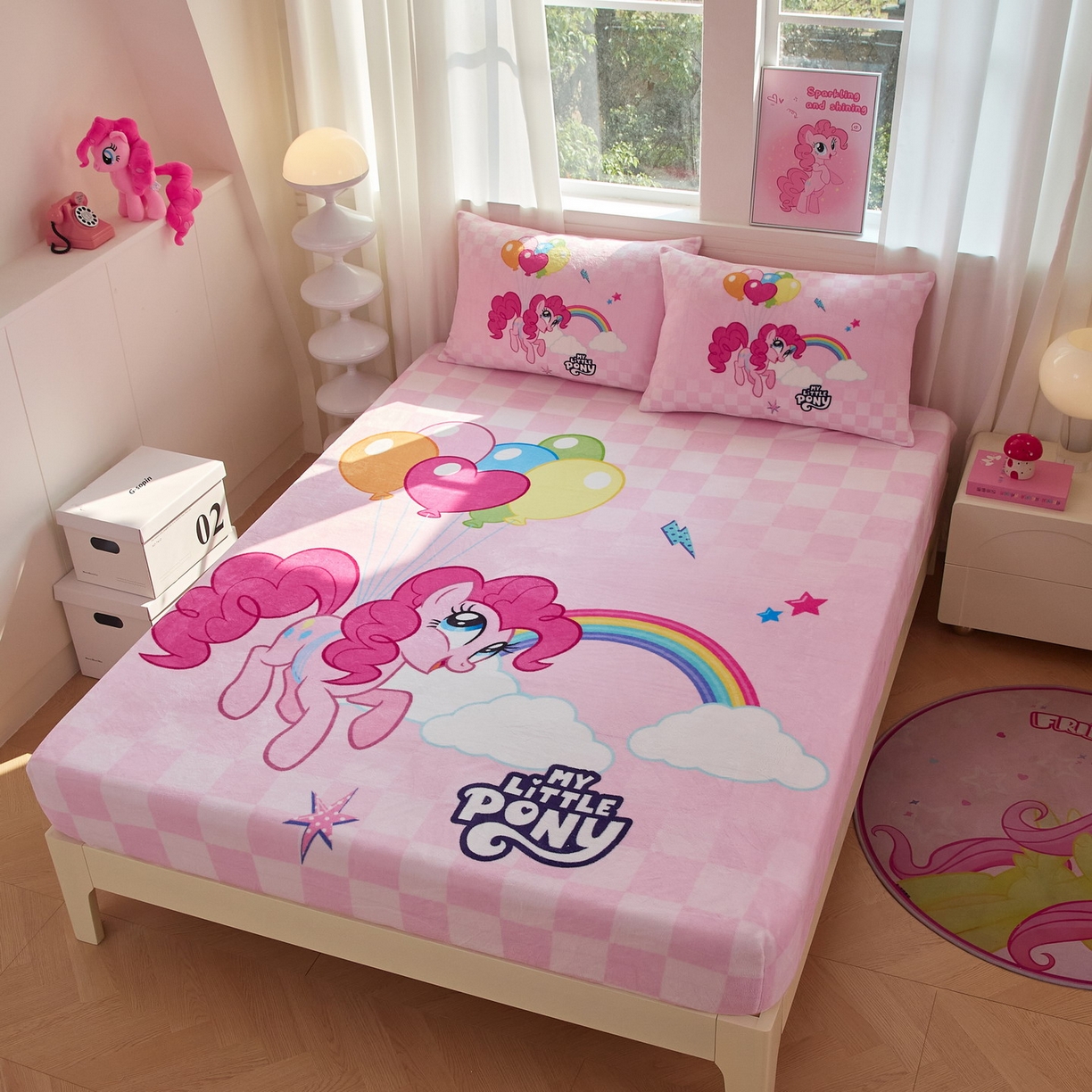 91家纺网 家纺一手货源 找家纺 蘭菲家纺 2025新款小马宝莉牛奶绒单床笠 床笠单件 摩登(宝莉)