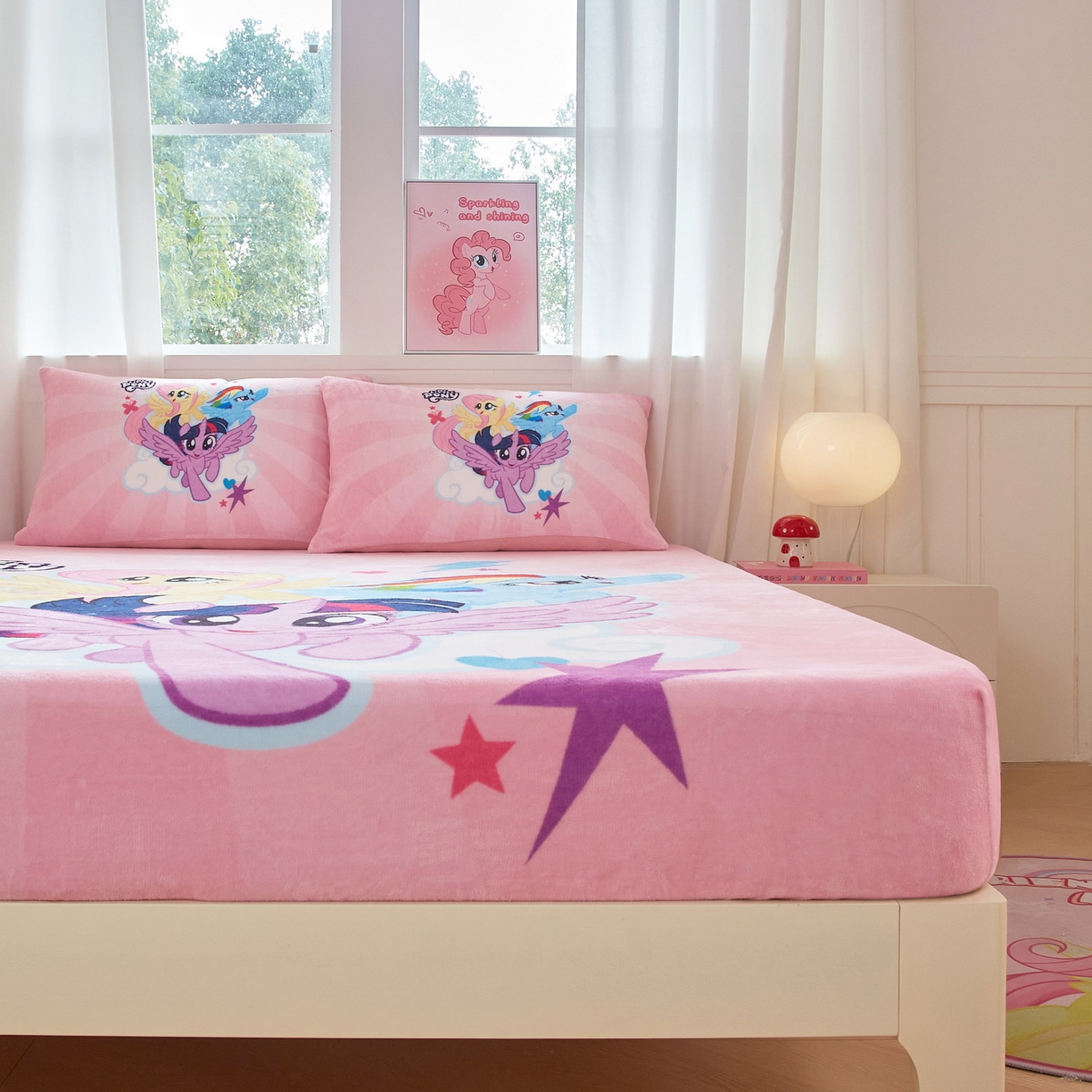 91家纺网 家纺一手货源 找家纺 蘭菲家纺 2025新款小马宝莉牛奶绒单床笠 床笠单件 飞翔(宝莉)