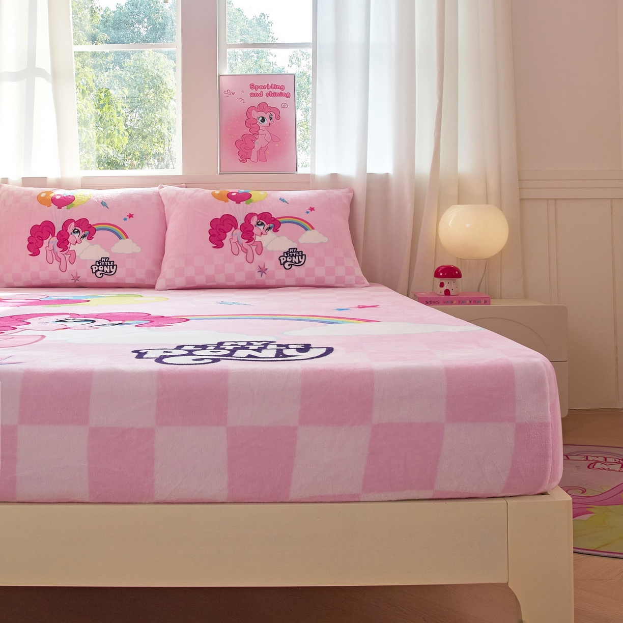 91家纺网 家纺一手货源 找家纺 蘭菲家纺 2025新款小马宝莉牛奶绒单床笠 床笠单件 摩登(宝莉)