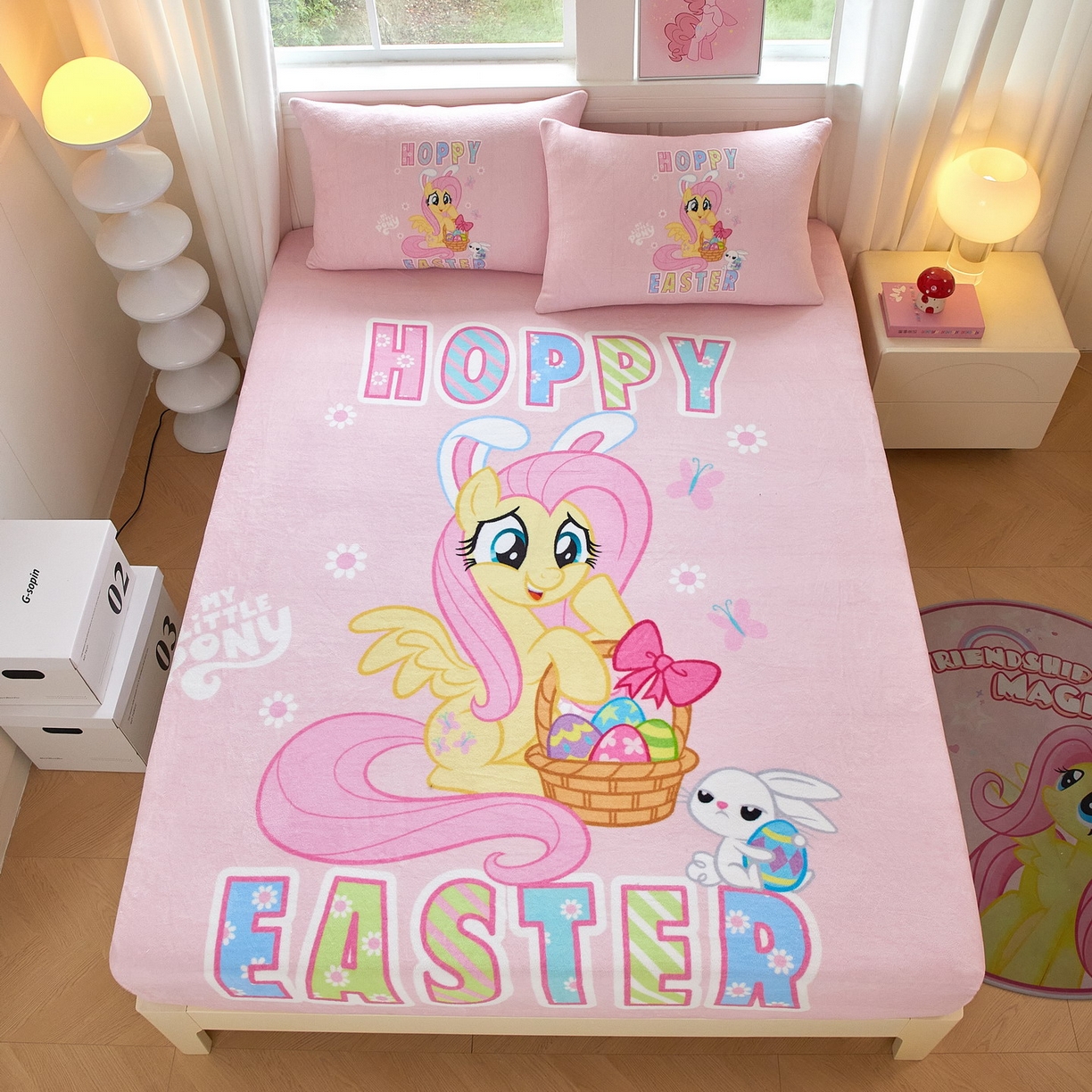 91家纺网 家纺一手货源 找家纺 蘭菲家纺 2025新款小马宝莉牛奶绒单床笠 床笠单件 粉色(宝莉)