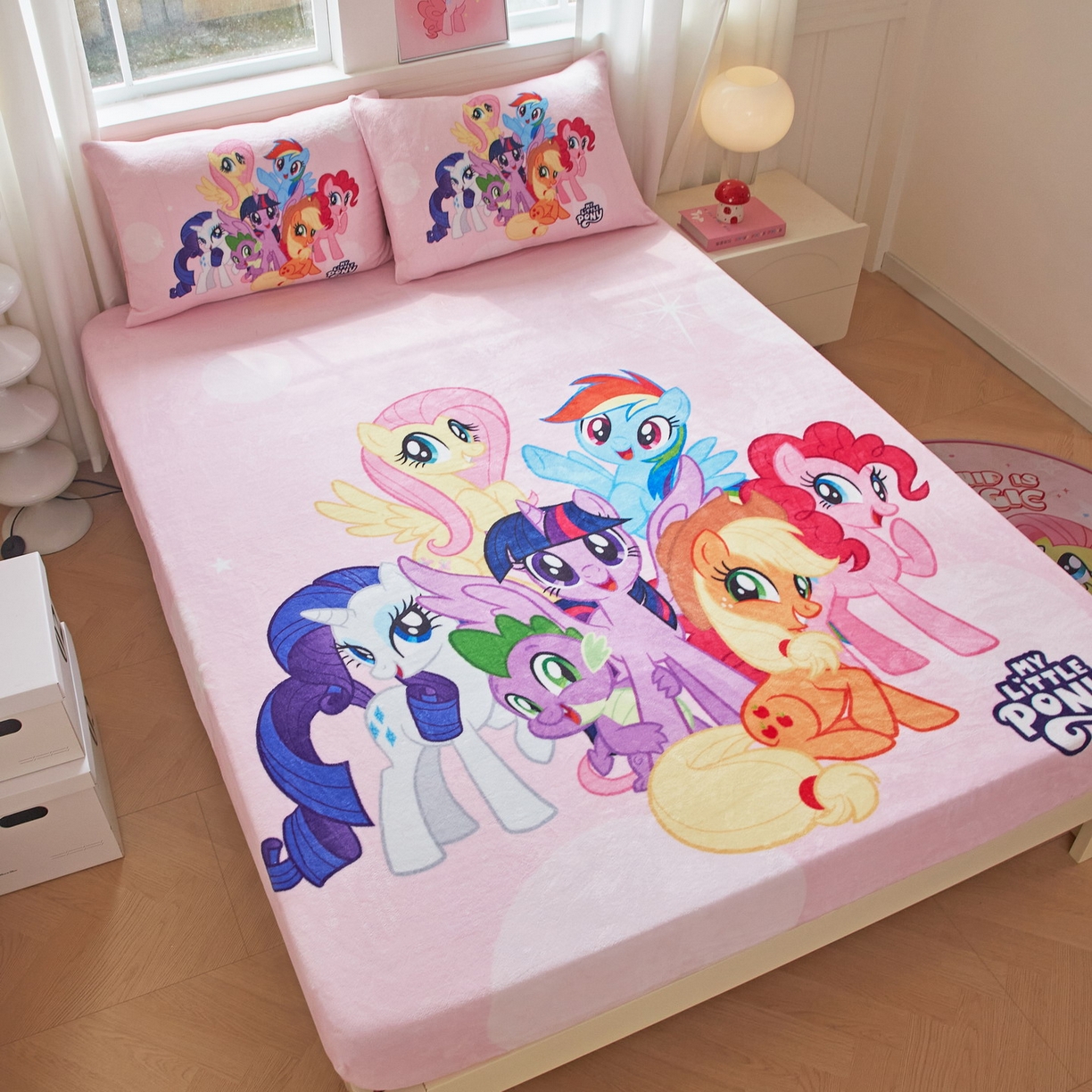 91家纺网 家纺一手货源 找家纺 （总）蘭菲家纺 2025新款小马宝莉牛奶绒单床笠 床笠单件