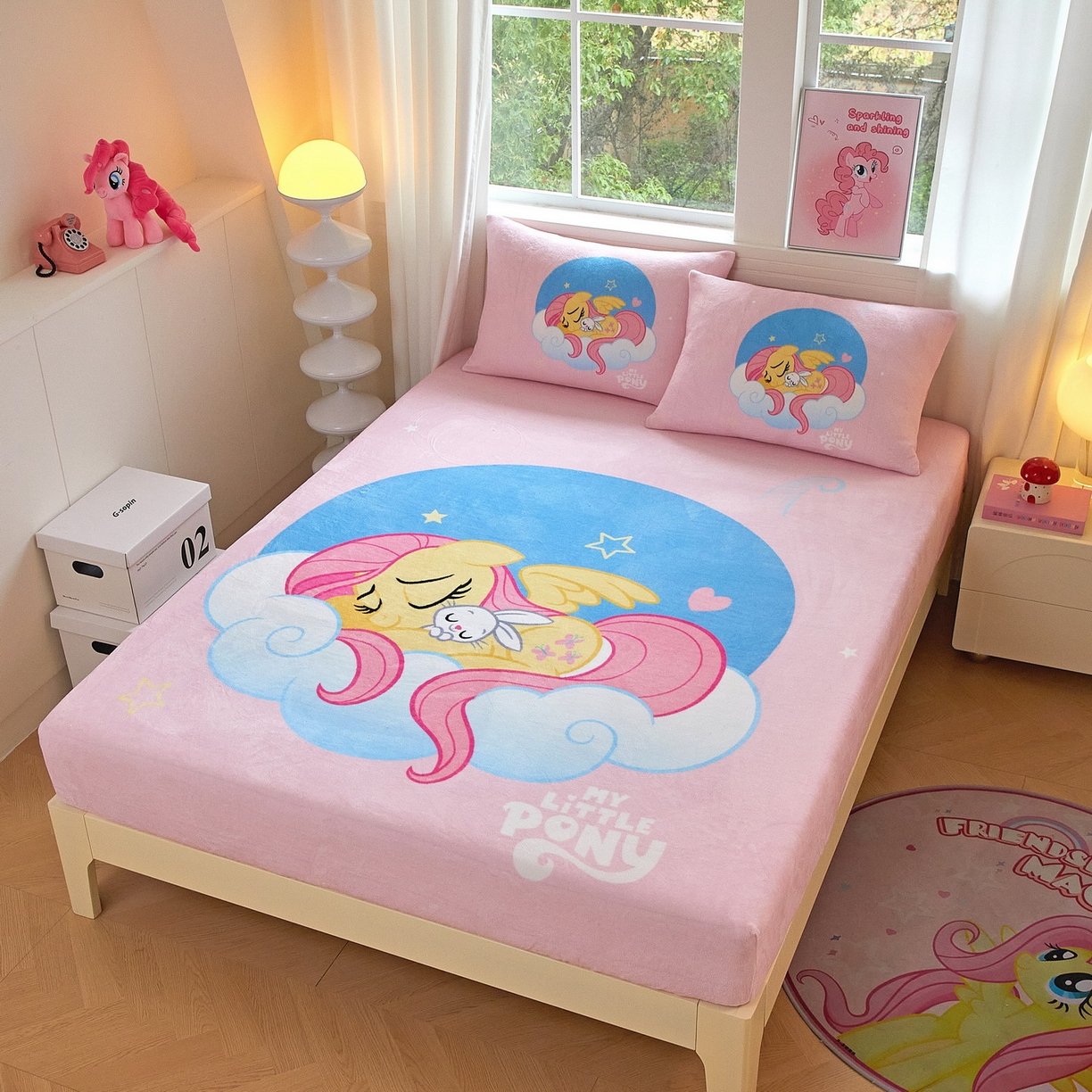 91家纺网 家纺一手货源 找家纺 蘭菲家纺 2025新款小马宝莉牛奶绒单床笠 床笠单件 晚安(宝莉)