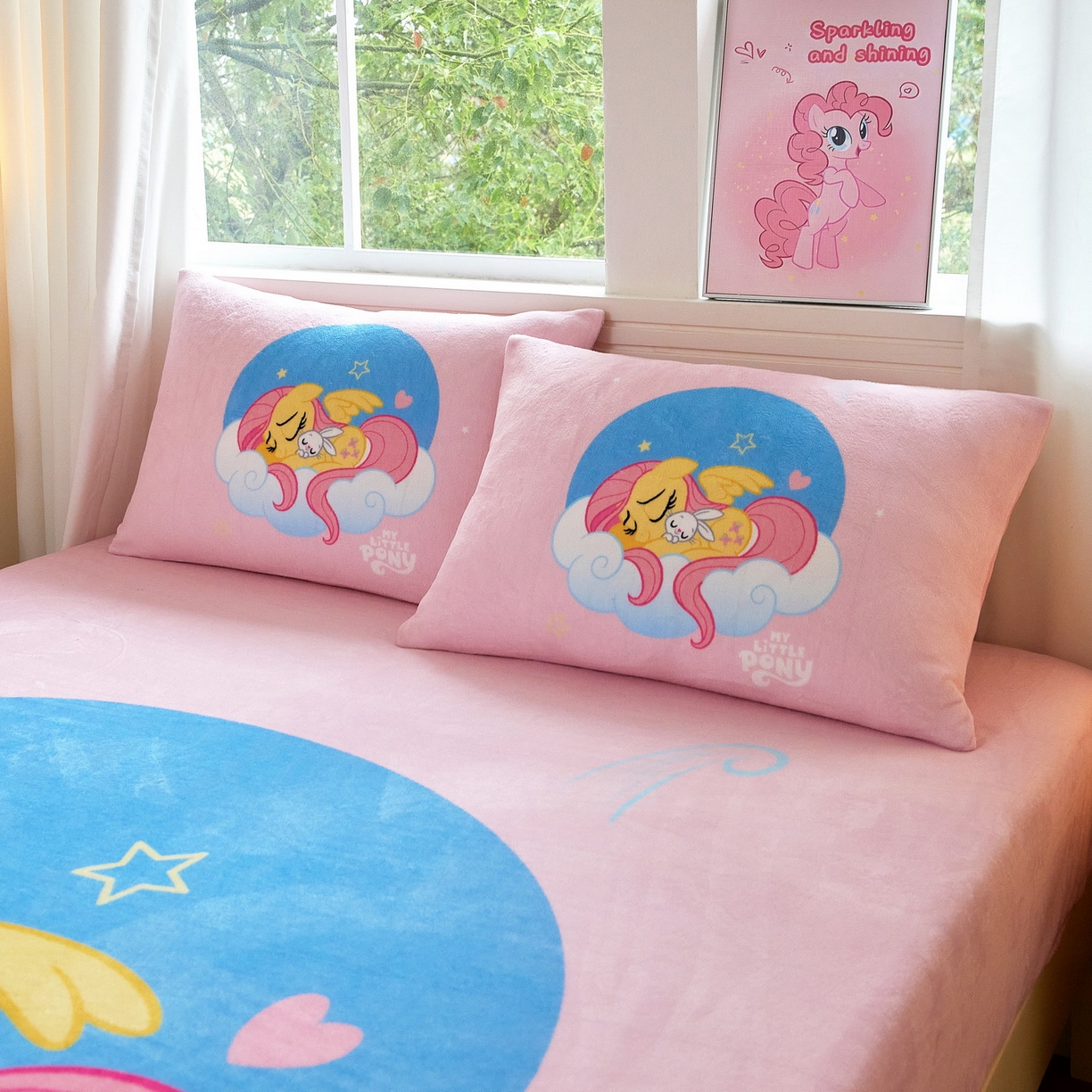 91家纺网 家纺一手货源 找家纺 蘭菲家纺 2025新款小马宝莉牛奶绒单床笠 床笠单件 晚安(宝莉)