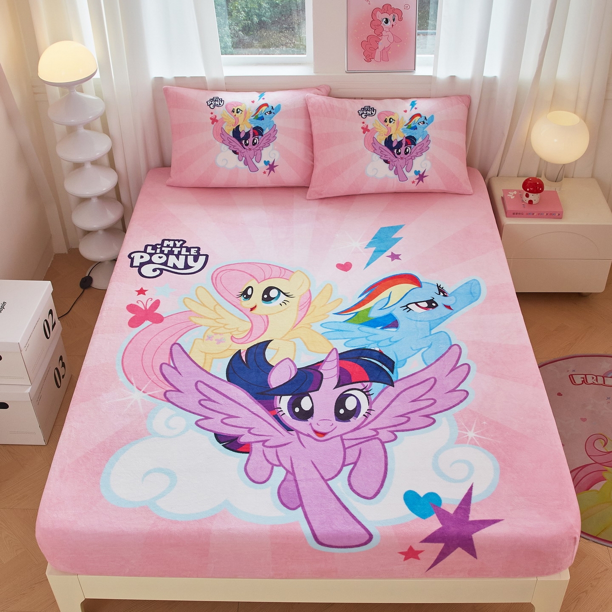 91家纺网 家纺一手货源 找家纺 蘭菲家纺 2025新款小马宝莉牛奶绒单床笠 床笠单件 飞翔(宝莉)