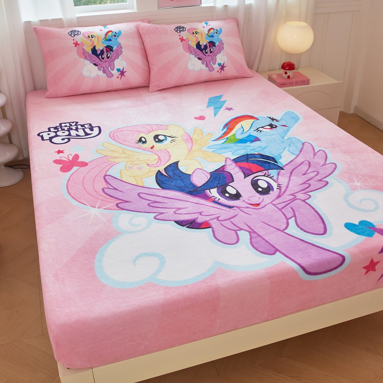 91家纺网 家纺一手货源 找家纺 蘭菲家纺 2025新款小马宝莉牛奶绒单床笠 床笠单件 飞翔(宝莉)