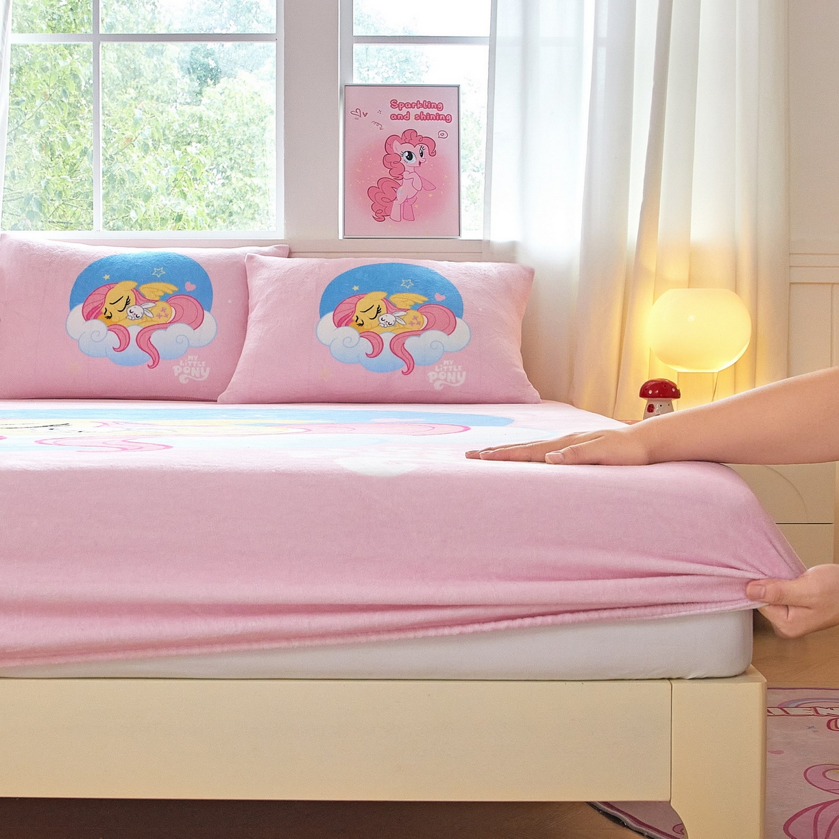 91家纺网 家纺一手货源 找家纺 蘭菲家纺 2025新款小马宝莉牛奶绒单床笠 床笠单件 晚安(宝莉)