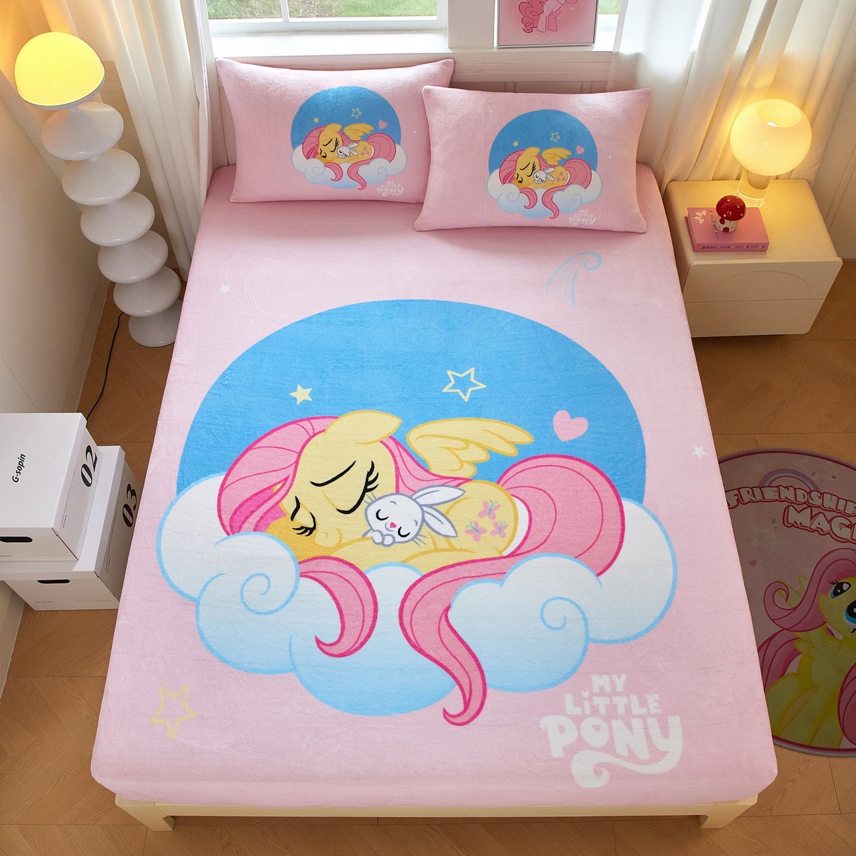 91家纺网 家纺一手货源 找家纺 蘭菲家纺 2025新款小马宝莉牛奶绒单床笠 床笠单件 晚安(宝莉)