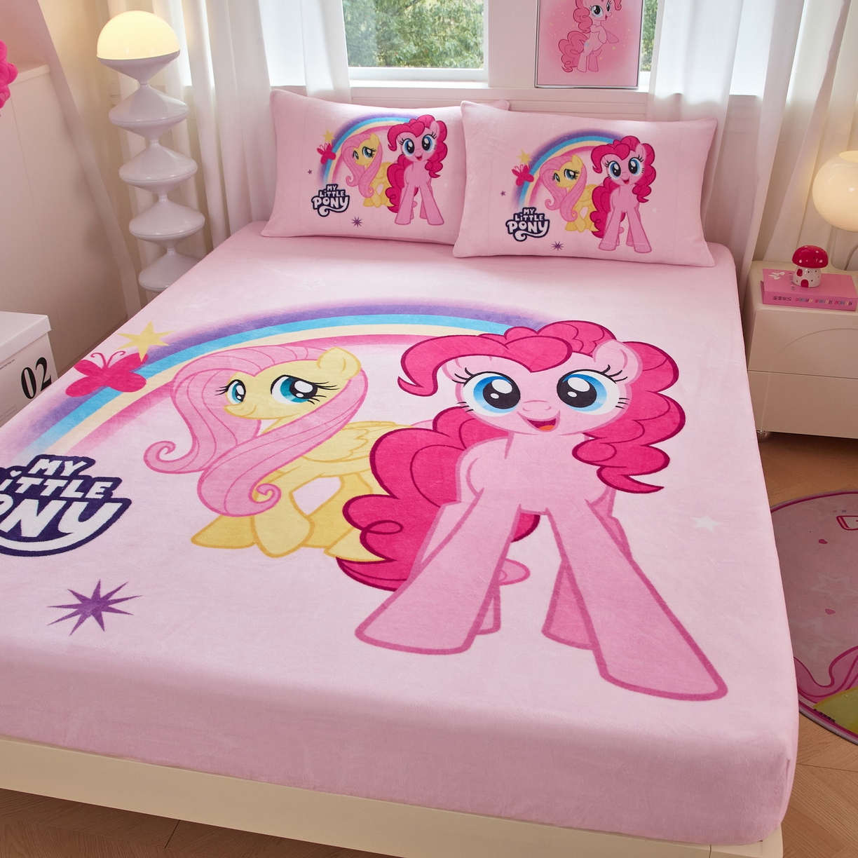 91家纺网 家纺一手货源 找家纺 蘭菲家纺 2025新款小马宝莉牛奶绒单床笠 床笠单件 伙伴(宝莉)