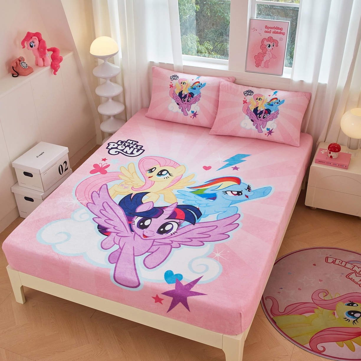 91家纺网 家纺一手货源 找家纺 蘭菲家纺 2025新款小马宝莉牛奶绒单床笠 床笠单件 飞翔(宝莉)