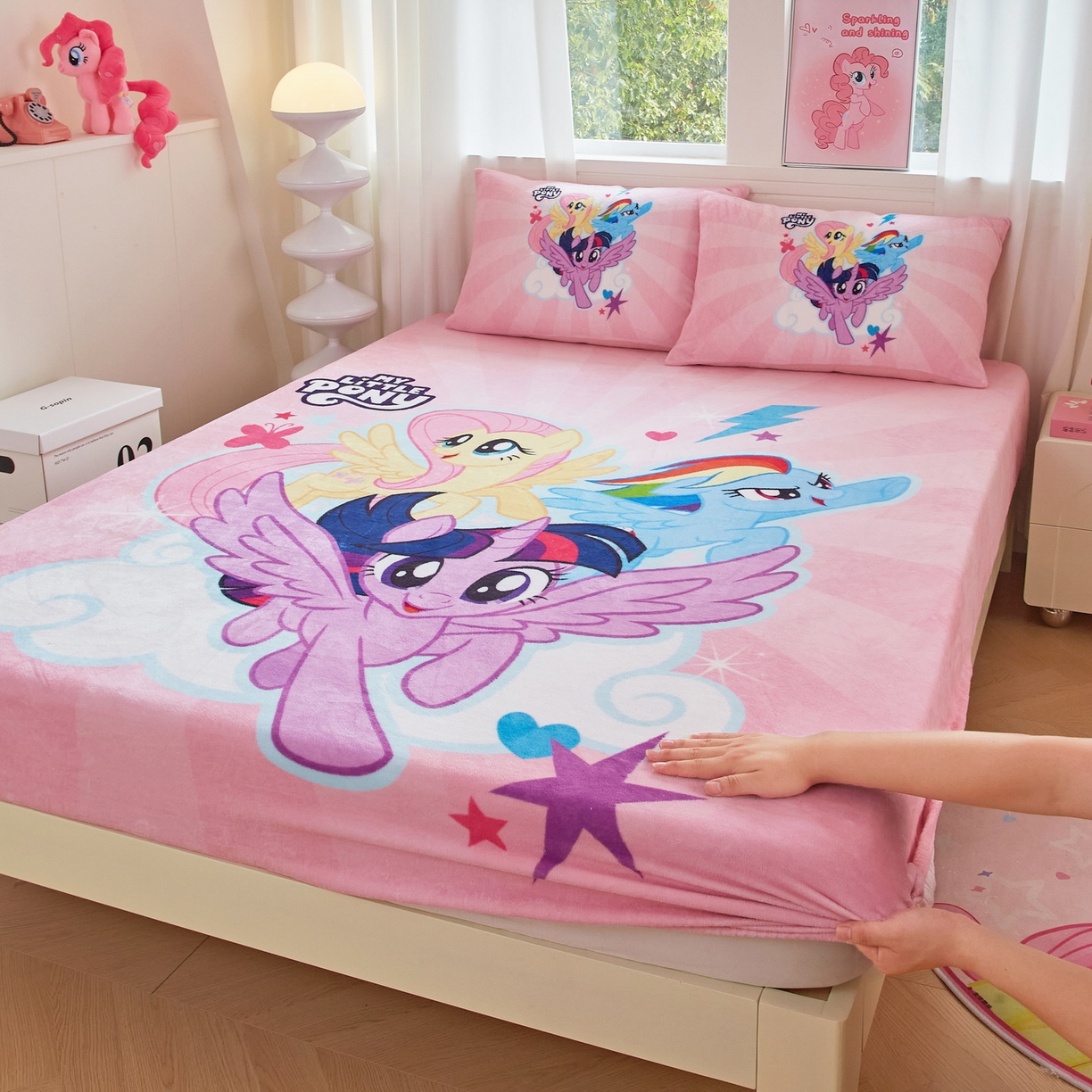 91家纺网 家纺一手货源 找家纺 （总）蘭菲家纺 2025新款小马宝莉牛奶绒单床笠 床笠单件