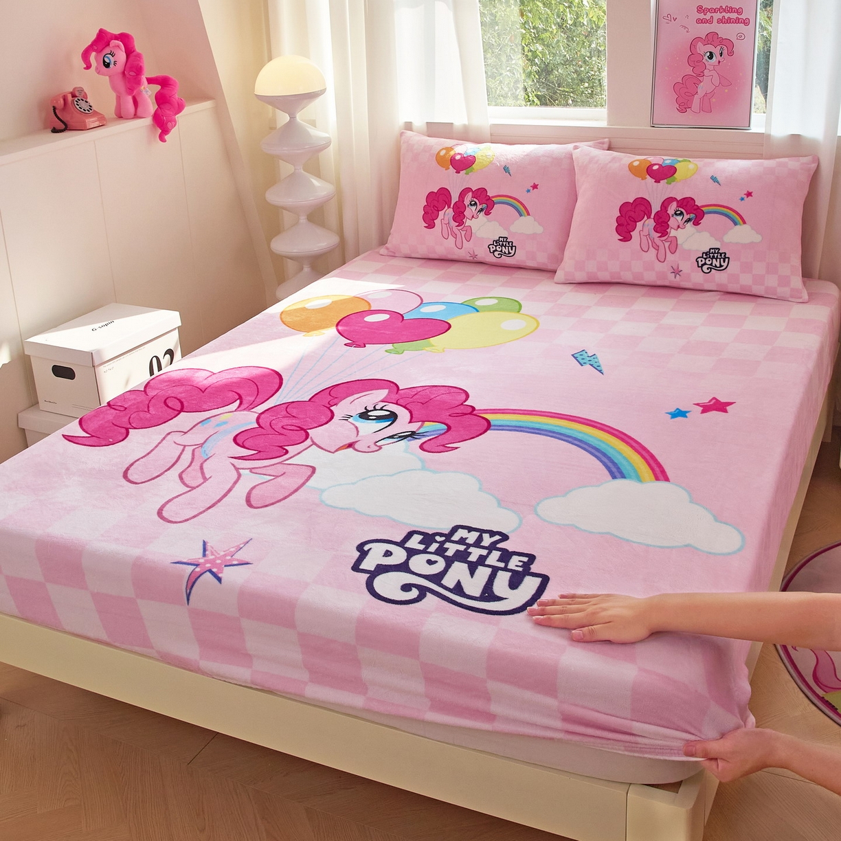 91家纺网 家纺一手货源 找家纺 （总）蘭菲家纺 2025新款小马宝莉牛奶绒单床笠 床笠单件