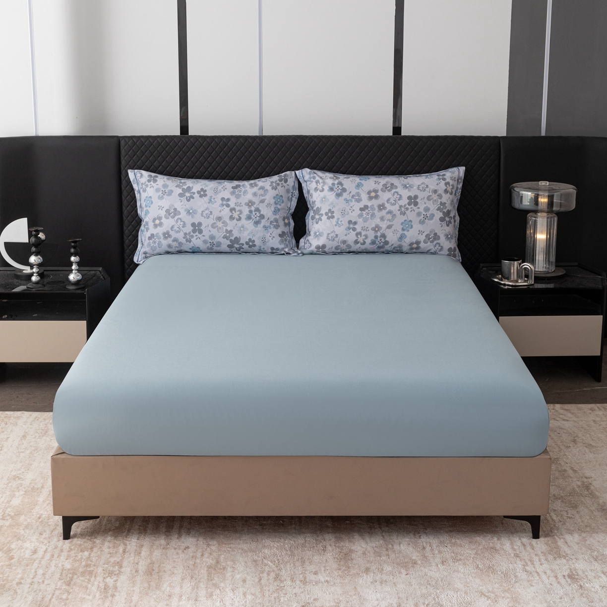 91家纺网 家纺一手货源 找家纺 晶缦家纺 2025新款加厚纯棉全棉磨毛四件套 春风恋曲灰