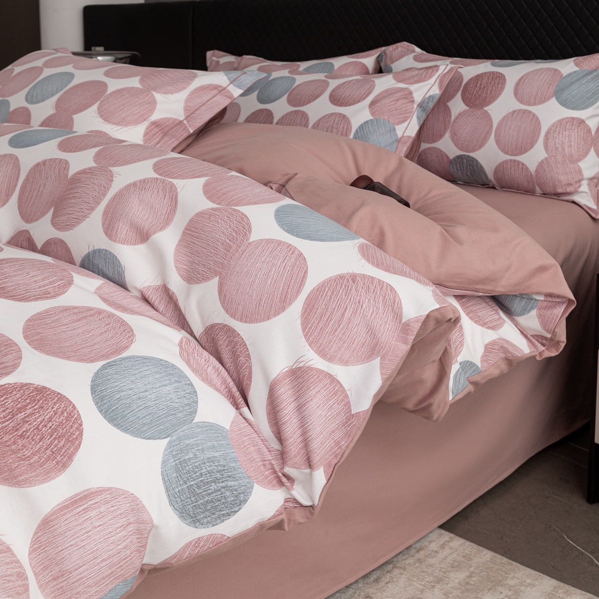 91家纺网 家纺一手货源 找家纺 晶缦家纺 2025新款加厚纯棉全棉磨毛四件套 完美生活豆沙