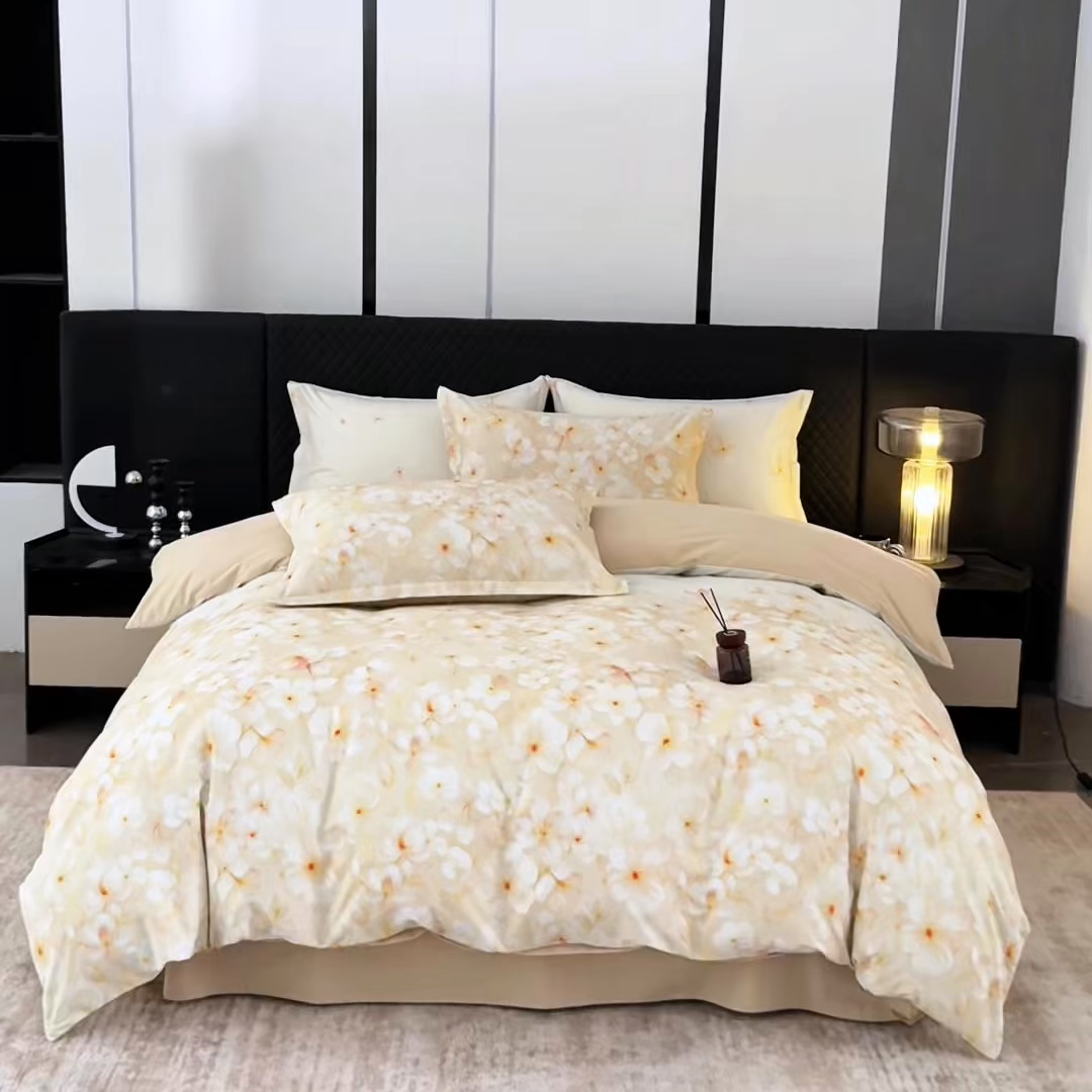 91家纺网 家纺一手货源 找家纺 晶缦家纺 2025新款加厚纯棉全棉磨毛四件套 寂香米