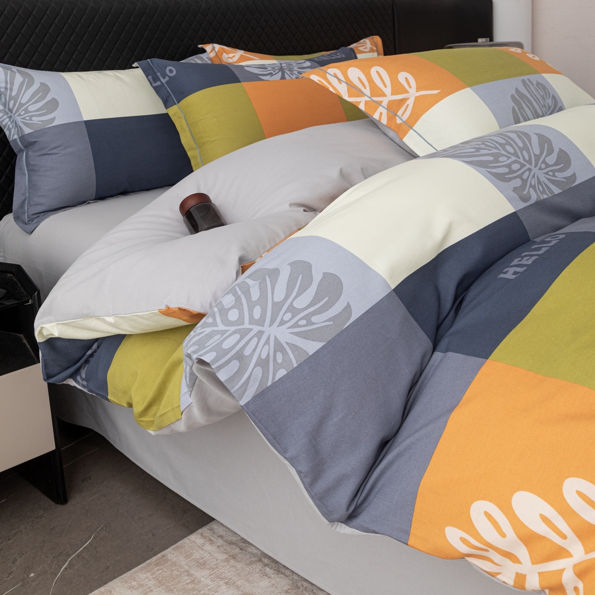 91家纺网 家纺一手货源 找家纺 晶缦家纺 2025新款加厚纯棉全棉磨毛四件套 叶梦格调