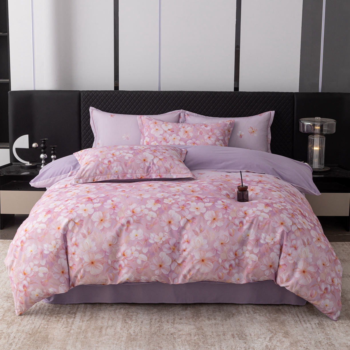 91家纺网 家纺一手货源 找家纺 晶缦家纺 2025新款加厚纯棉全棉磨毛四件套 寂香冷粉