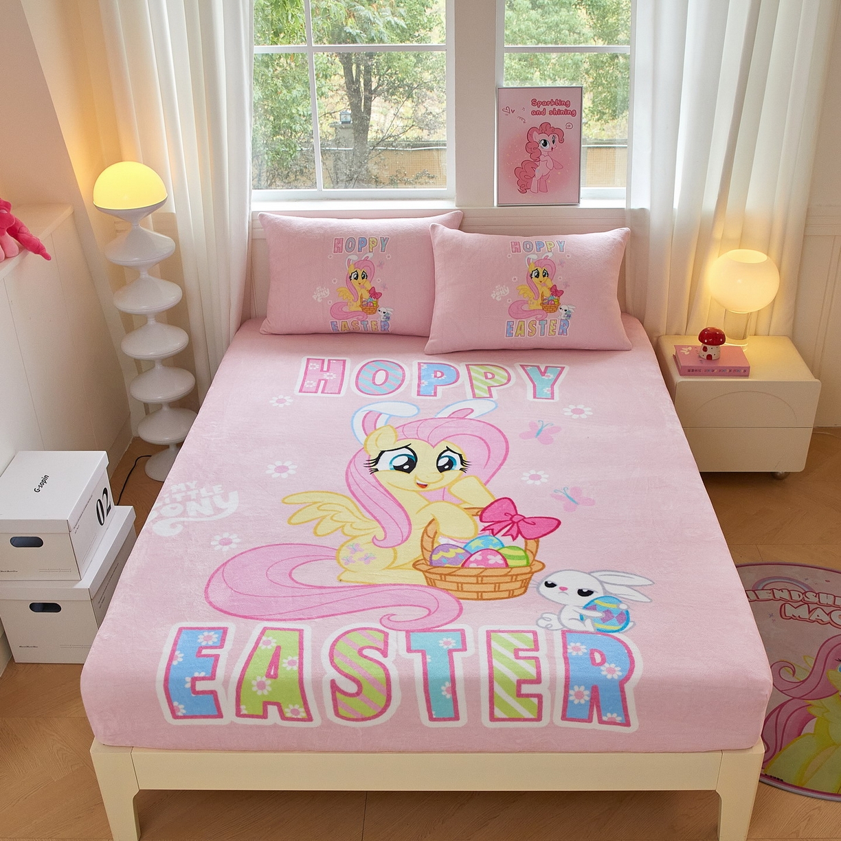 91家纺网 家纺一手货源 找家纺 蘭菲家纺 2025新款小马宝莉牛奶绒单床笠 床笠单件 粉色(宝莉)