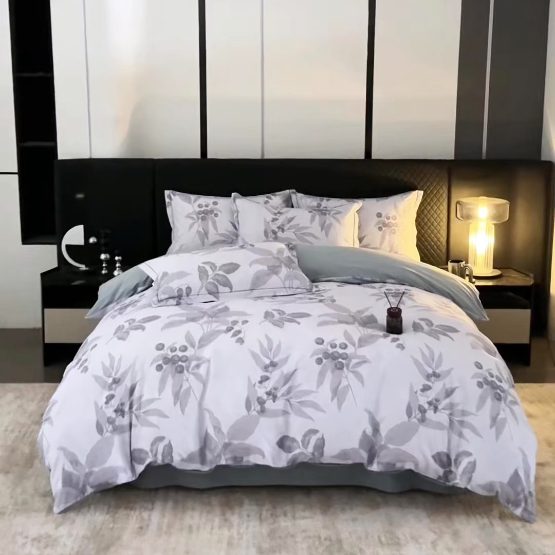 91家纺网 家纺一手货源 找家纺 晶缦家纺 2025新款加厚纯棉全棉磨毛四件套 安梦灰