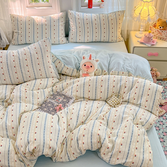 91家纺网 家纺一手货源 找家纺 （总）优佳优品 2025新款高克重云感双层纱印花四件套