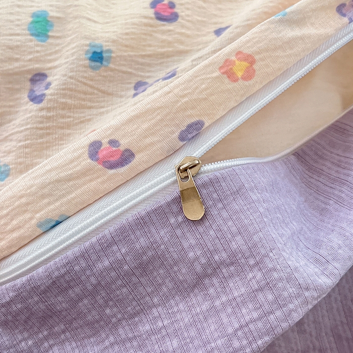 91家纺网 家纺一手货源 找家纺 优佳优品 2025新款高克重云感双层纱印花四件套 彩心萌踪