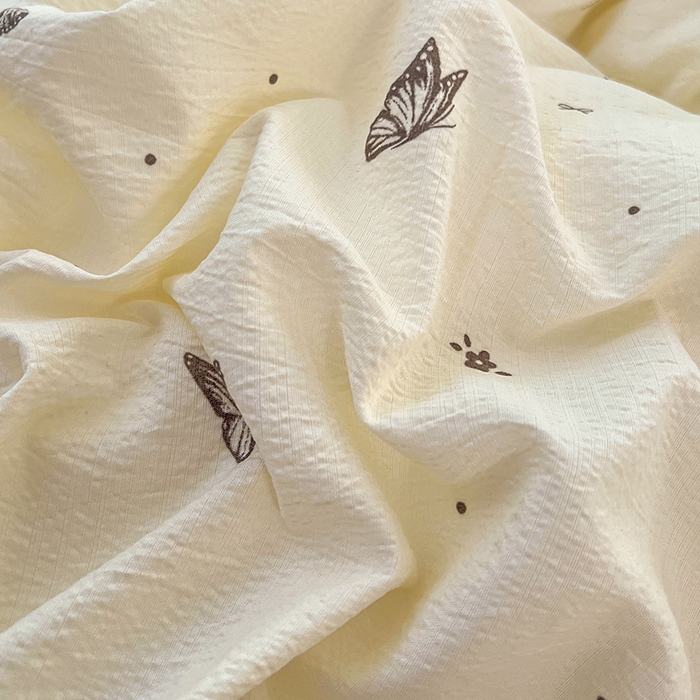 91家纺网 家纺一手货源 找家纺 优佳优品 2025新款高克重云感双层纱印花四件套 蝶语素织