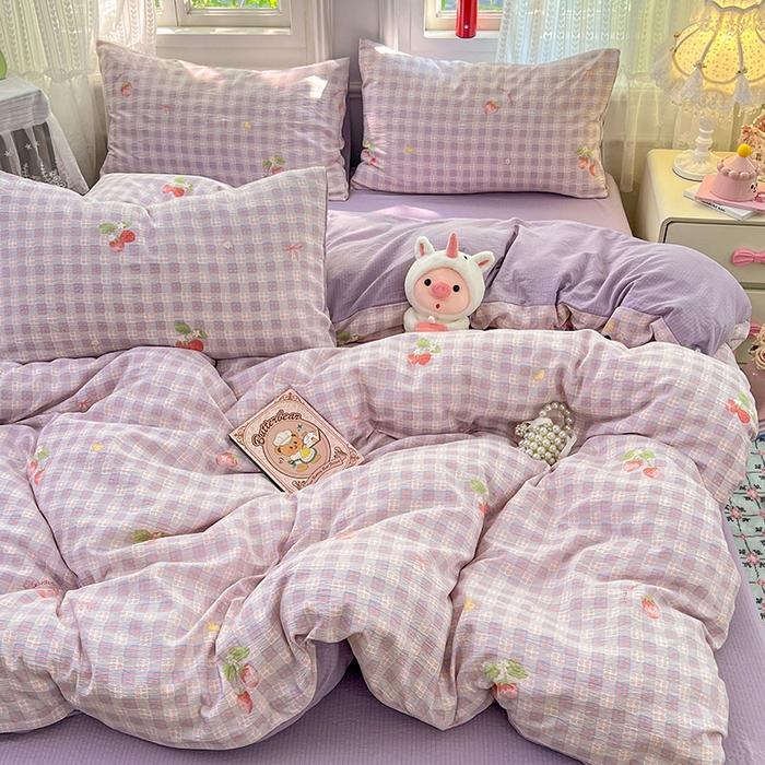 优佳优品 2025新款高克重云感双层纱印花四件套 格莓柔居